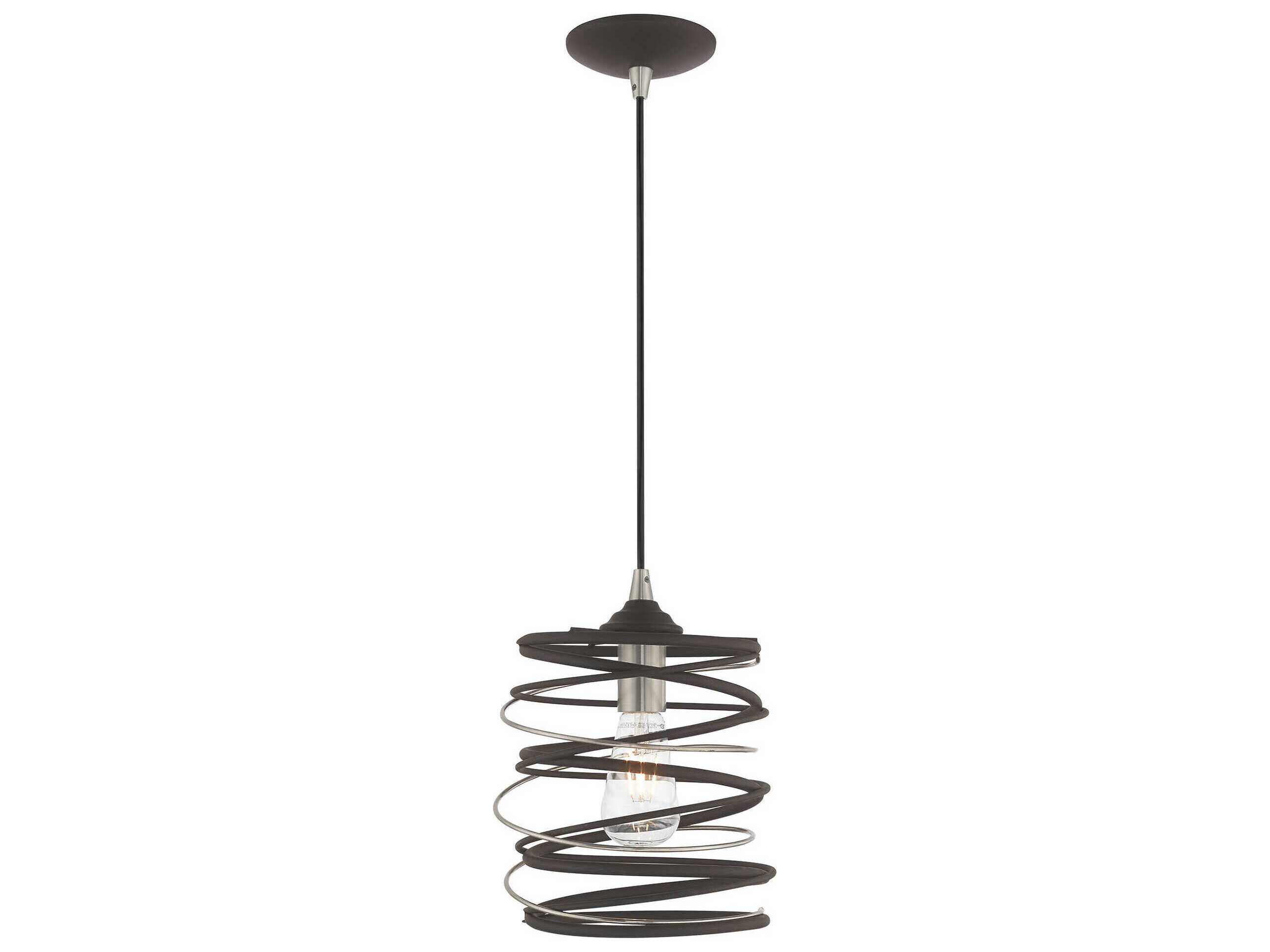 Livex Lighting Geometric 1-Light Bronze Mini Pendant