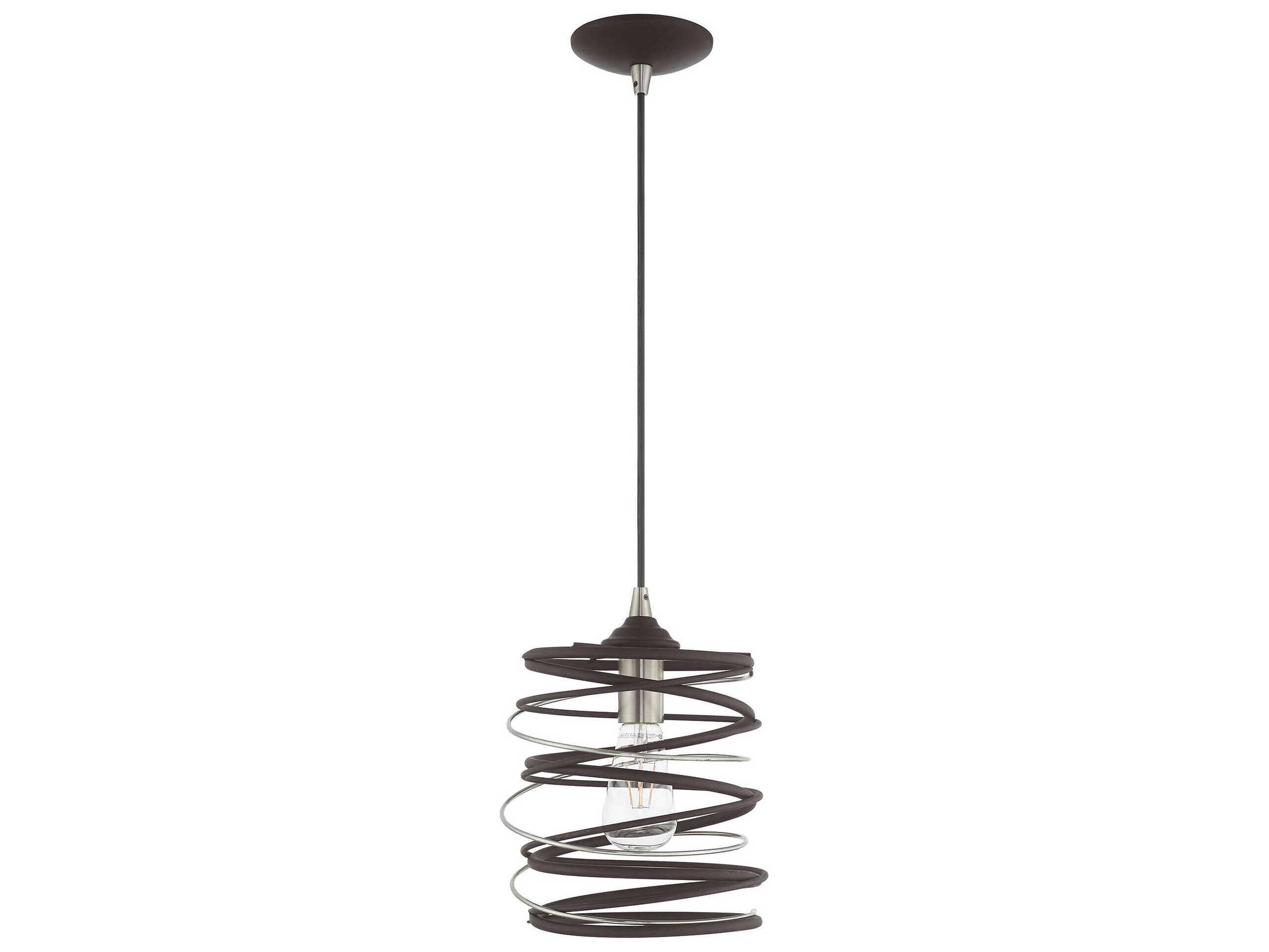 Livex Lighting Geometric 1-Light Bronze Mini Pendant