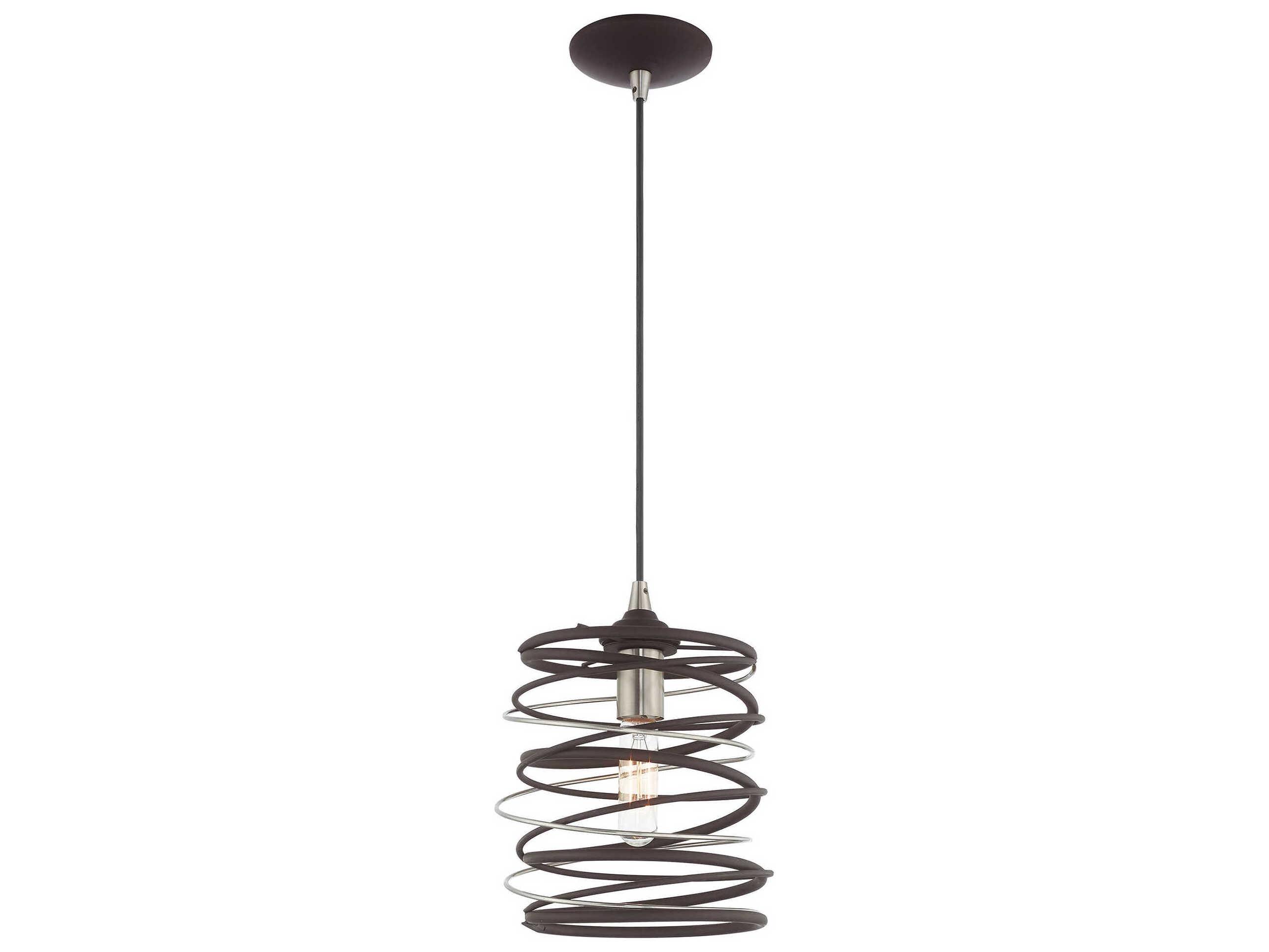Livex Lighting Geometric 1-Light Bronze Mini Pendant