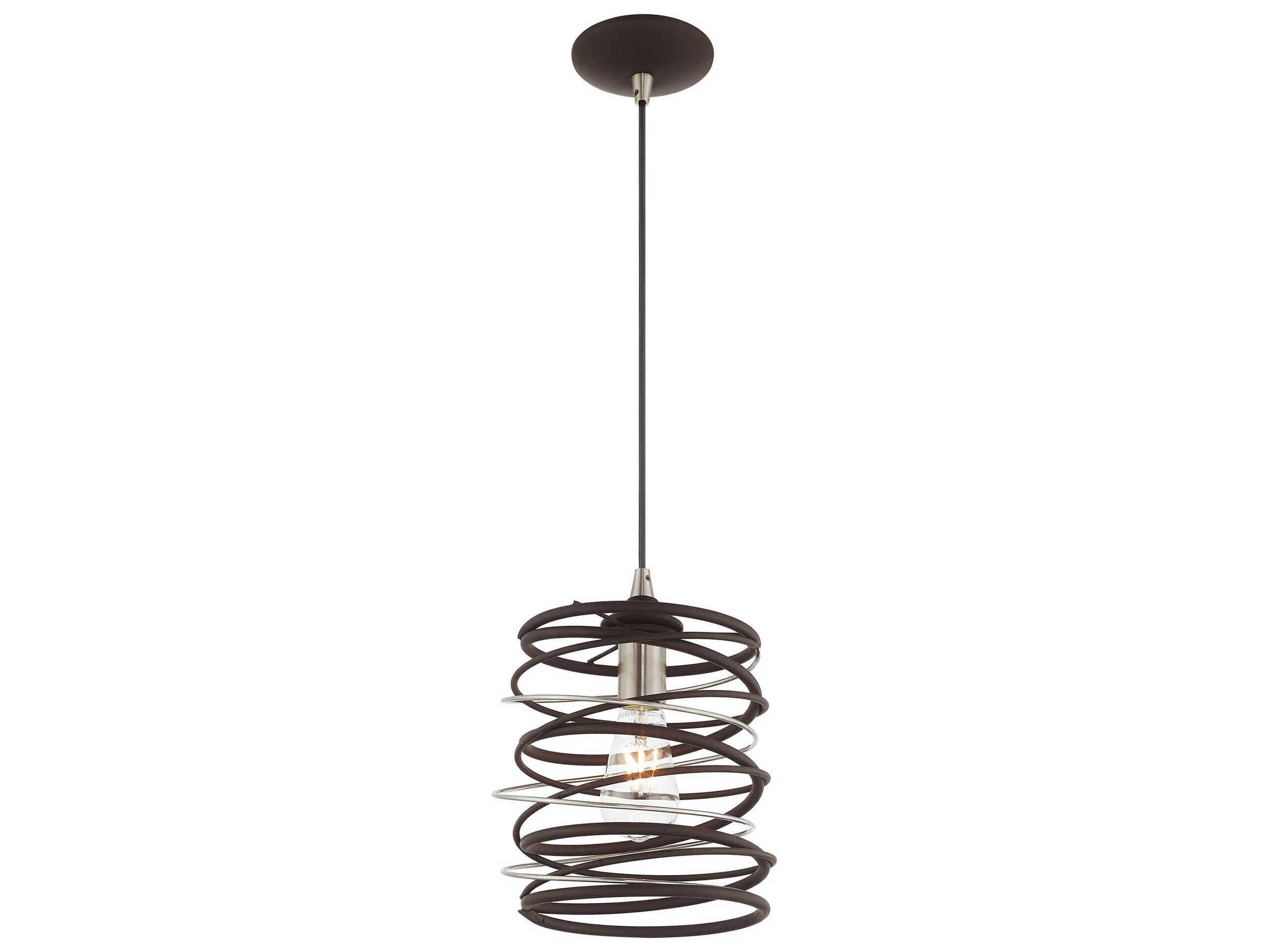 Livex Lighting Geometric 1-Light Bronze Mini Pendant
