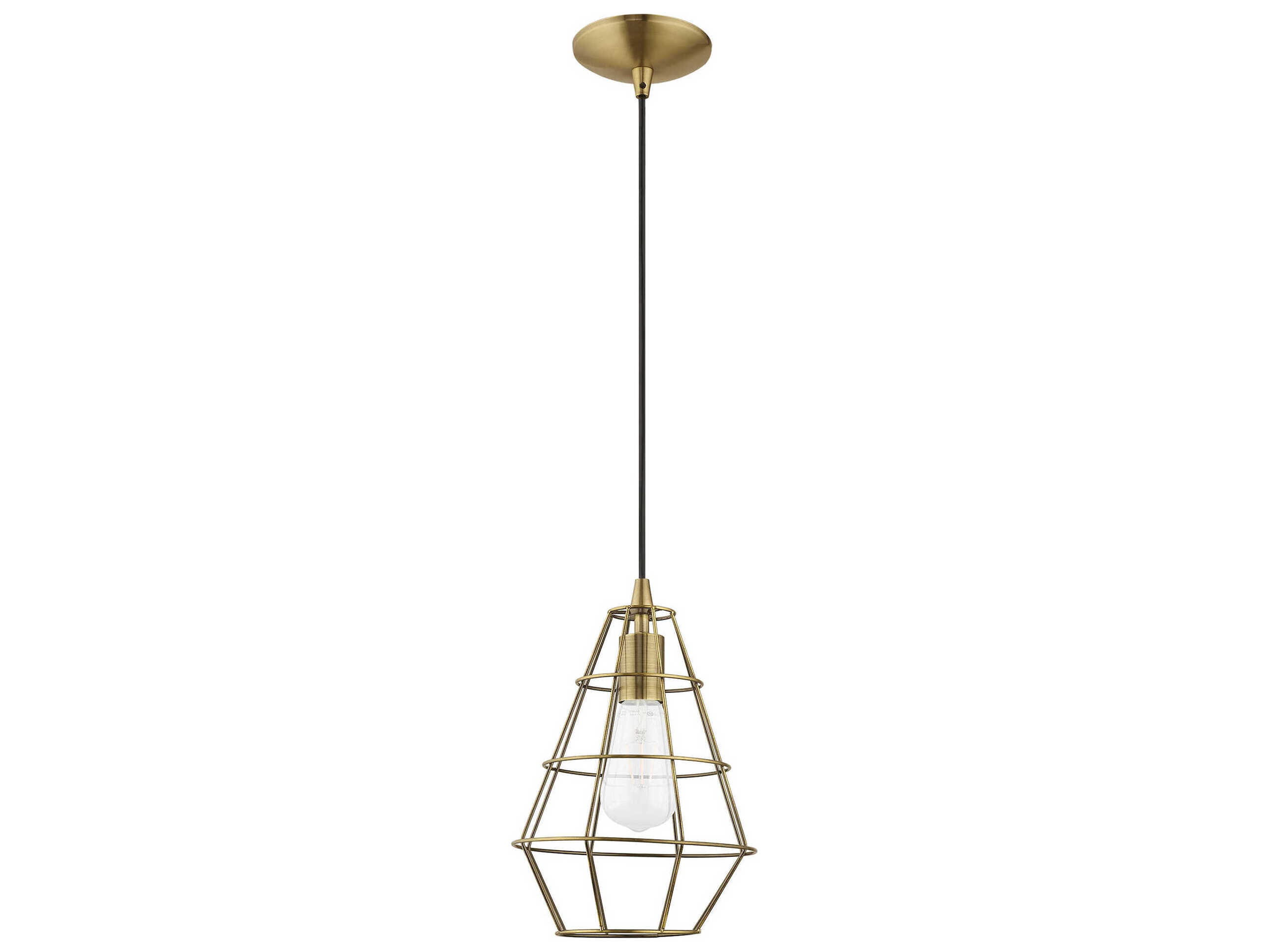 Livex Lighting Geometric 1-Light Antique Brass Mini Pendant