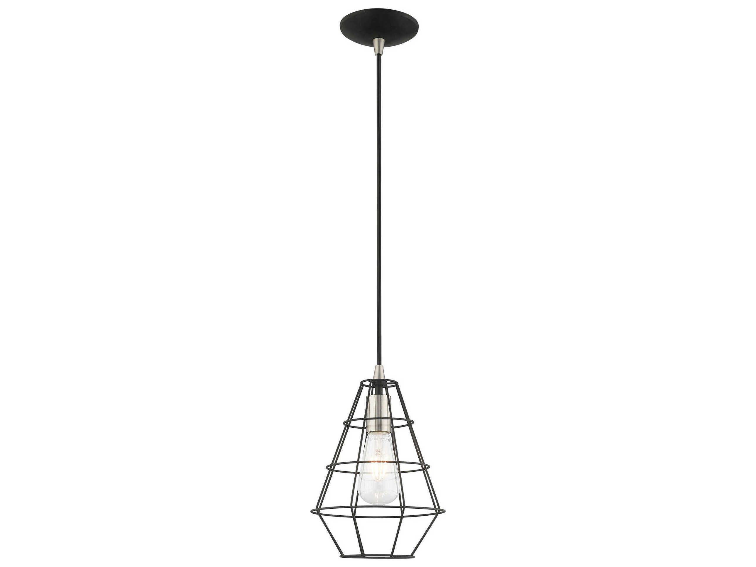 Livex Lighting Geometric 1-Light Black Mini Pendant