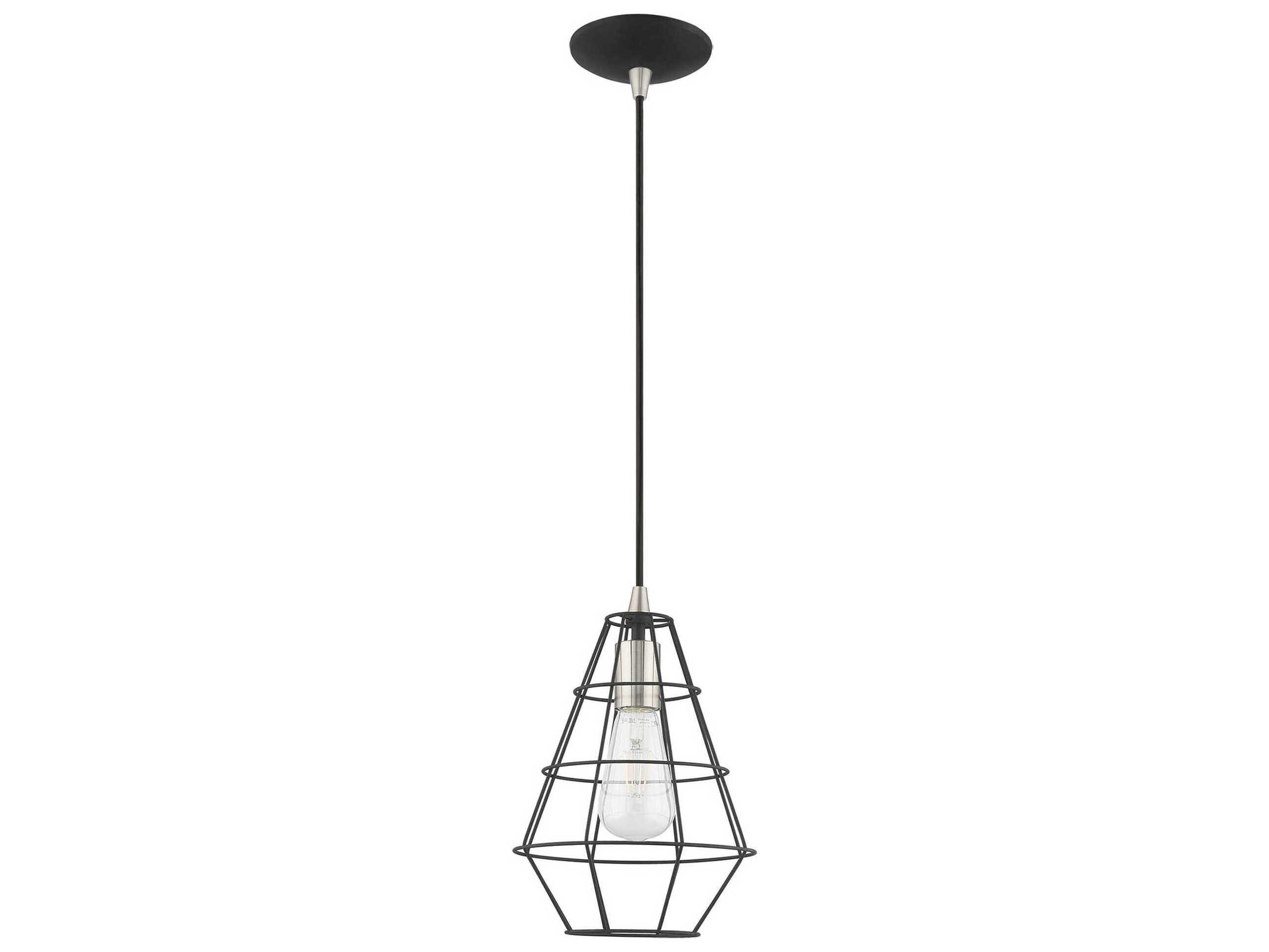 Livex Lighting Geometric 1-Light Black Mini Pendant