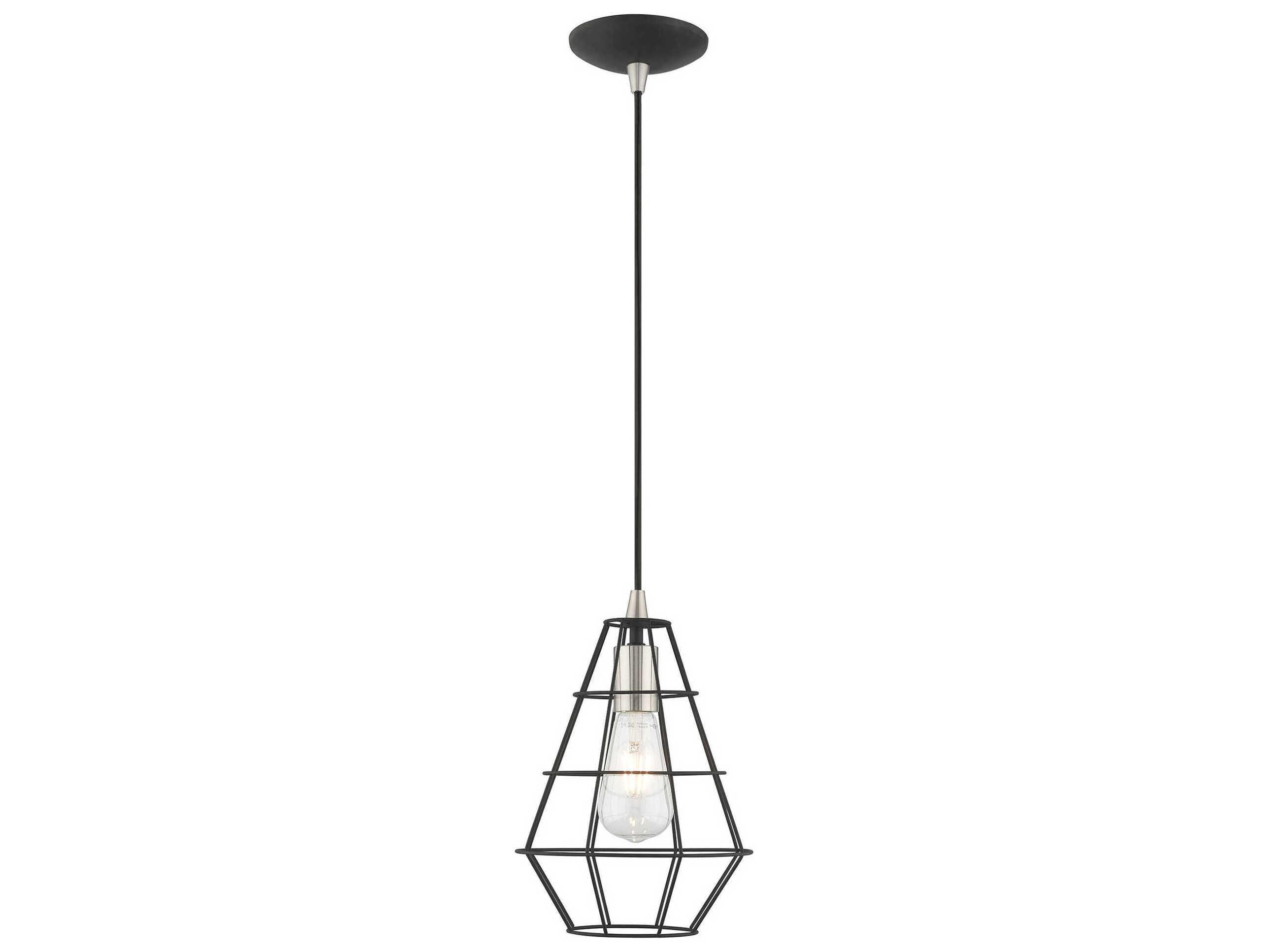 Livex Lighting Geometric 1-Light Black Mini Pendant