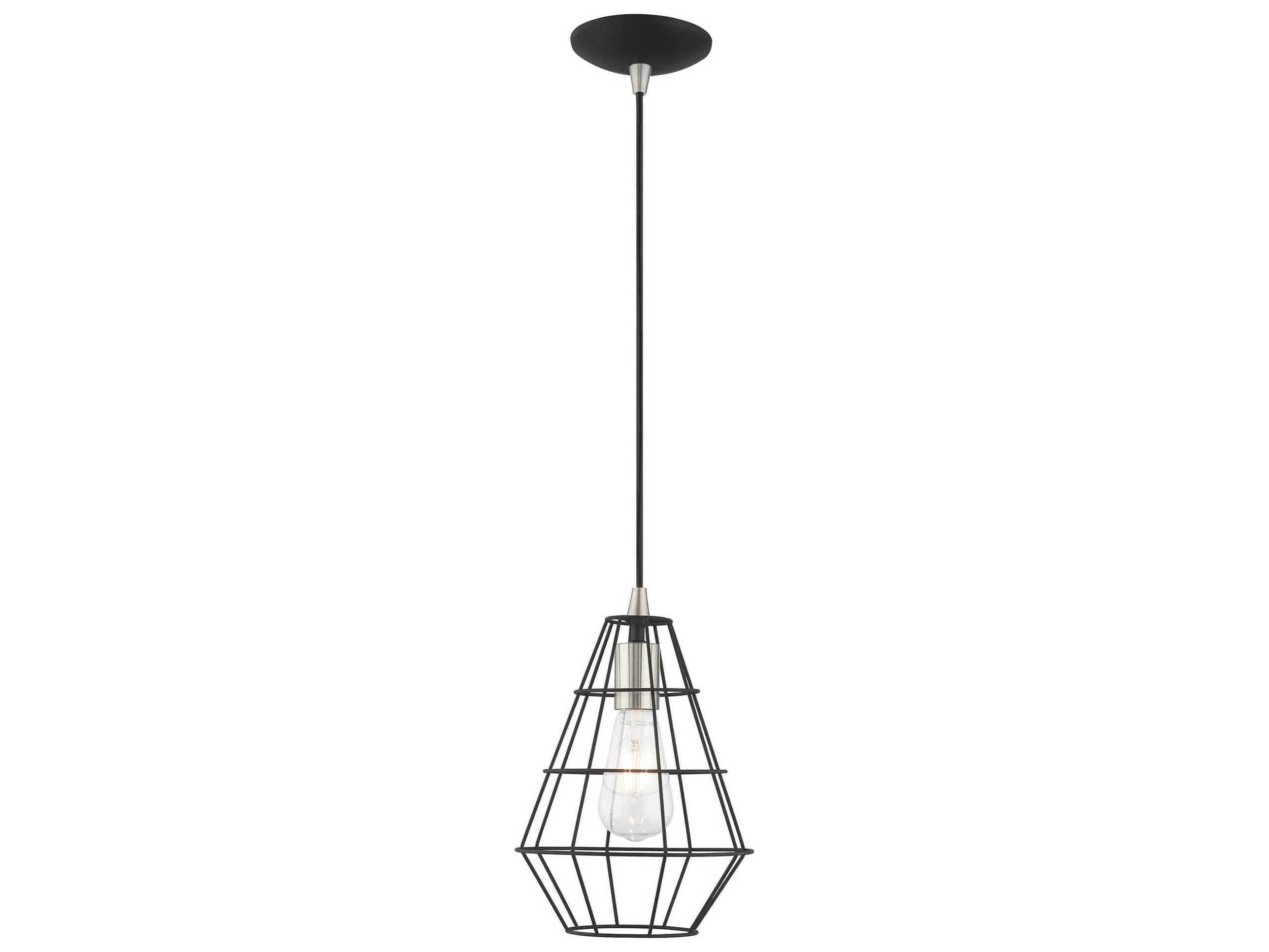 Livex Lighting Geometric 1-Light Black Mini Pendant