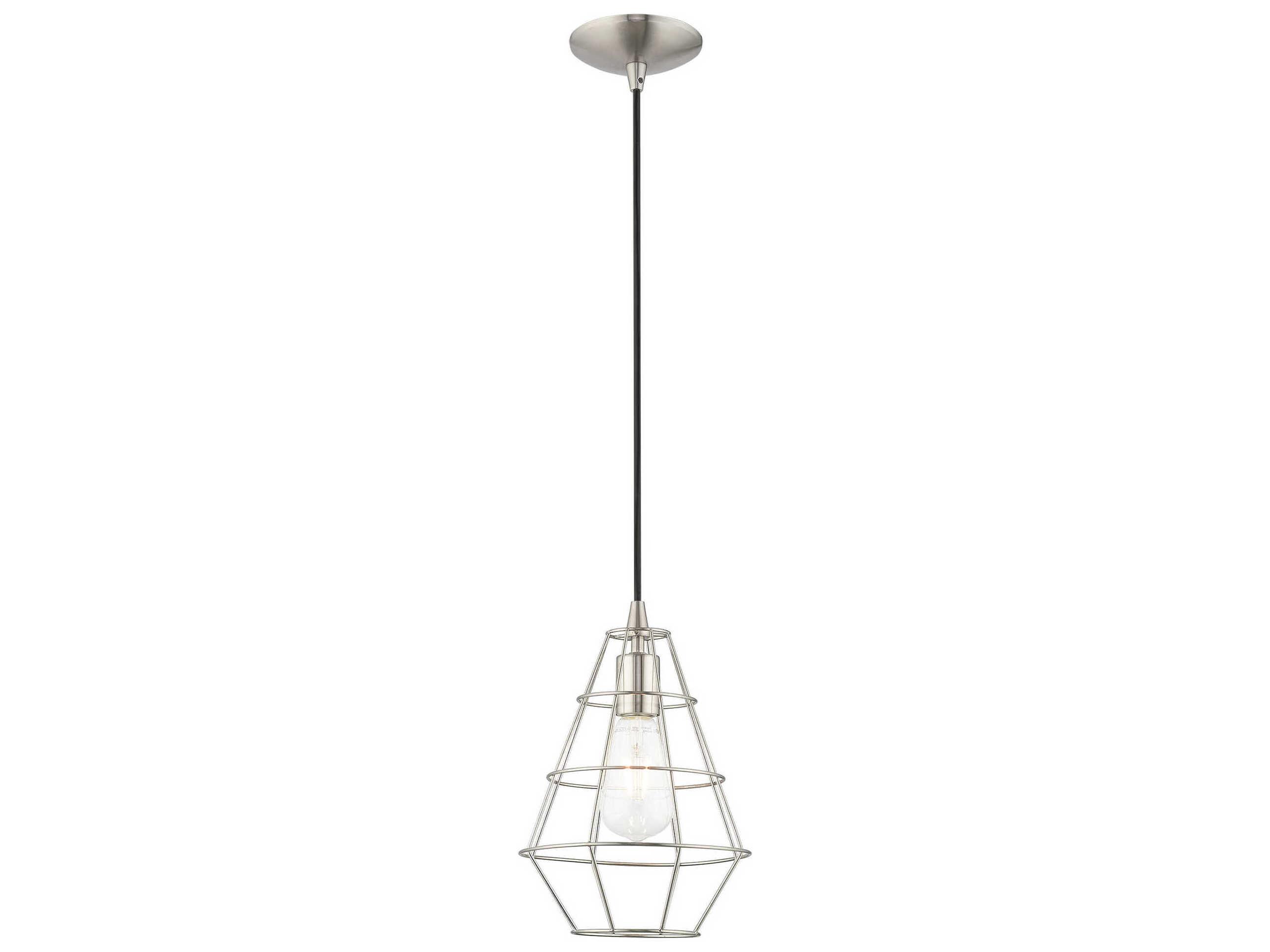 Livex Lighting Geometric 1-Light Brushed Nickel Mini Pendant