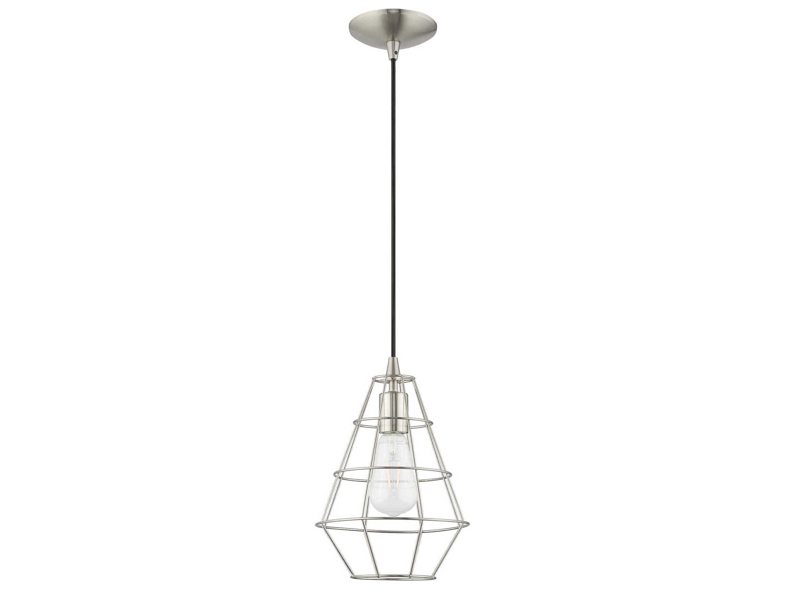 Livex Lighting Geometric 1-Light Brushed Nickel Mini Pendant