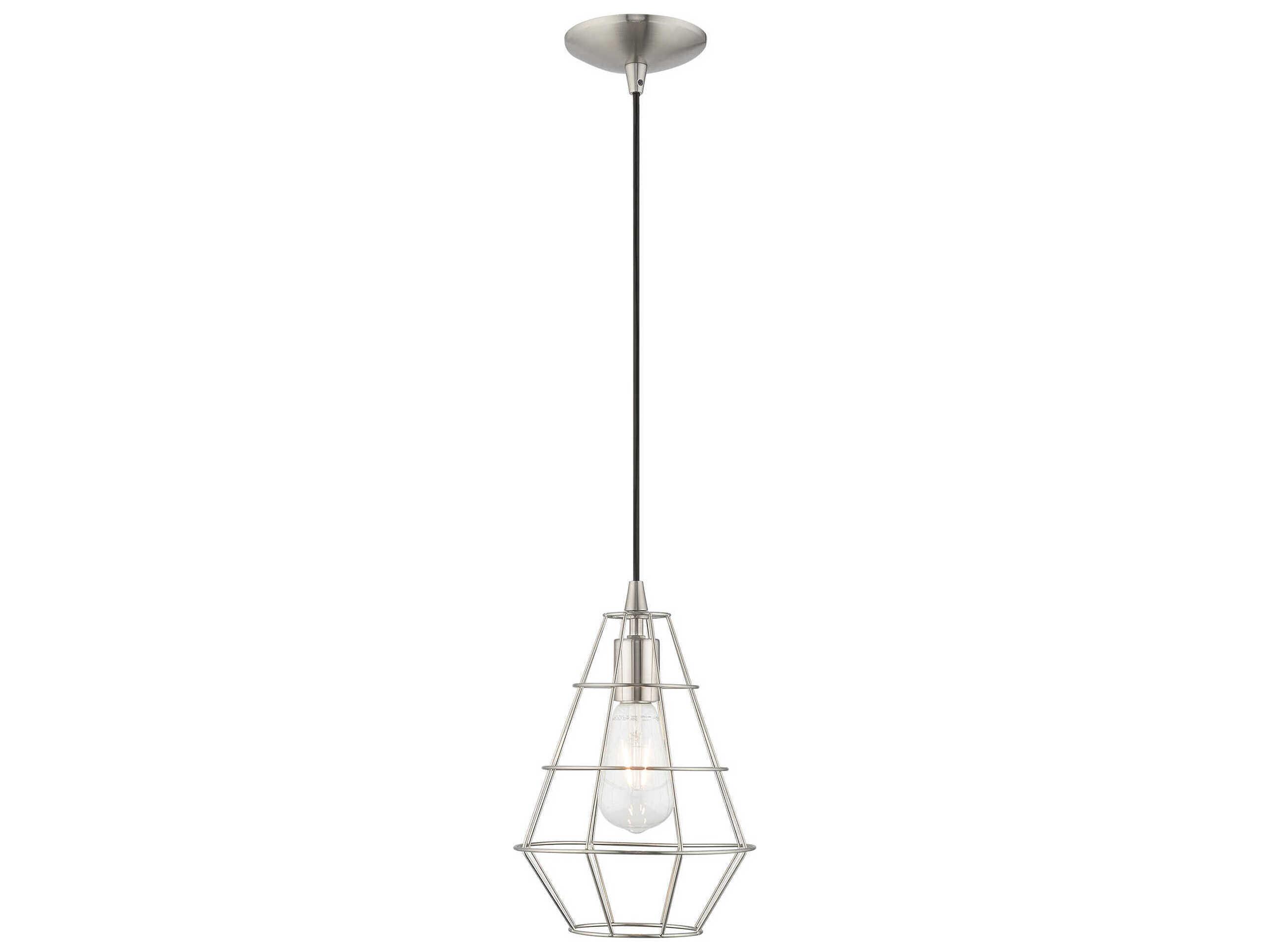 Livex Lighting Geometric 1-Light Brushed Nickel Mini Pendant