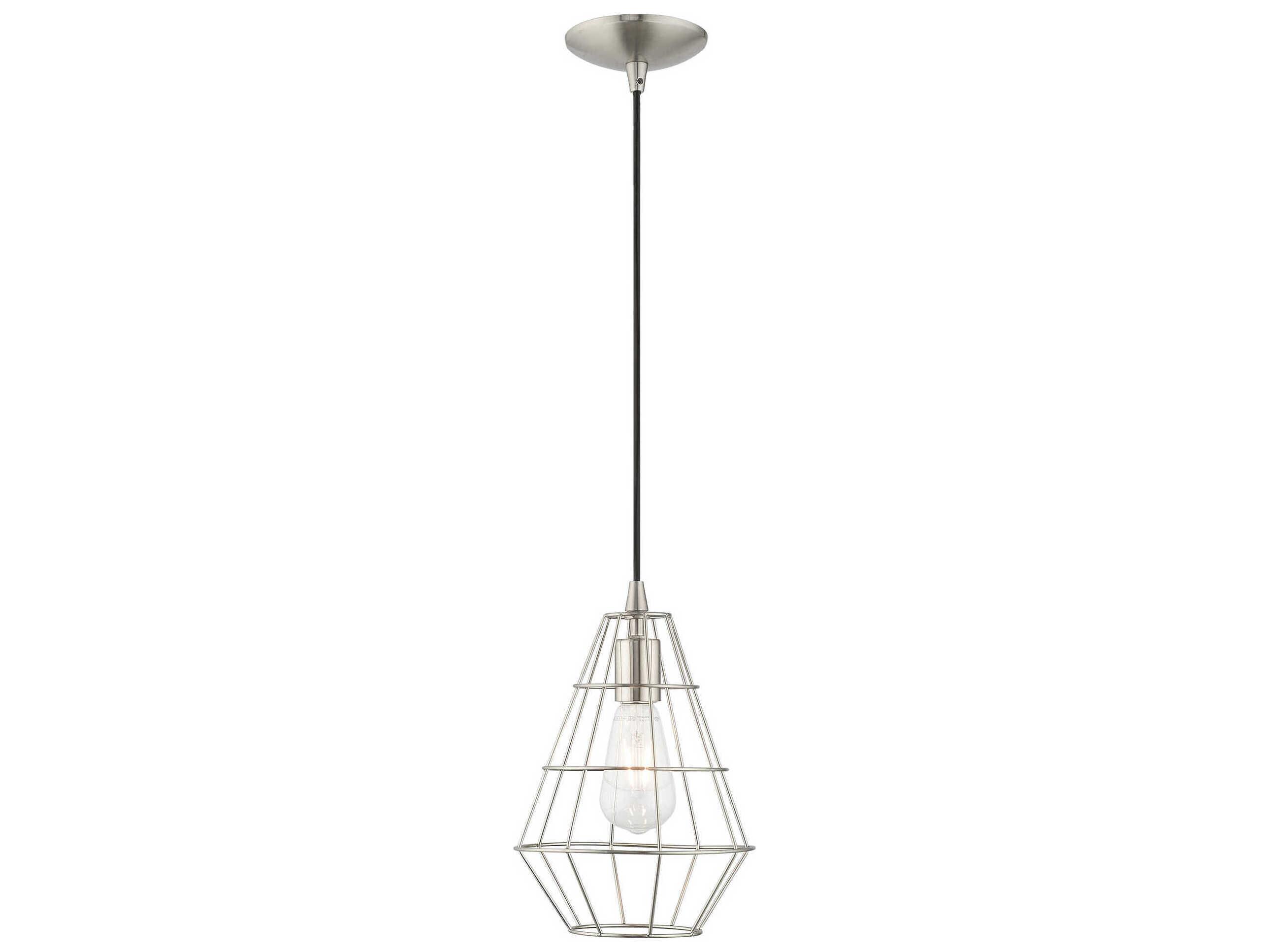 Livex Lighting Geometric 1-Light Brushed Nickel Mini Pendant