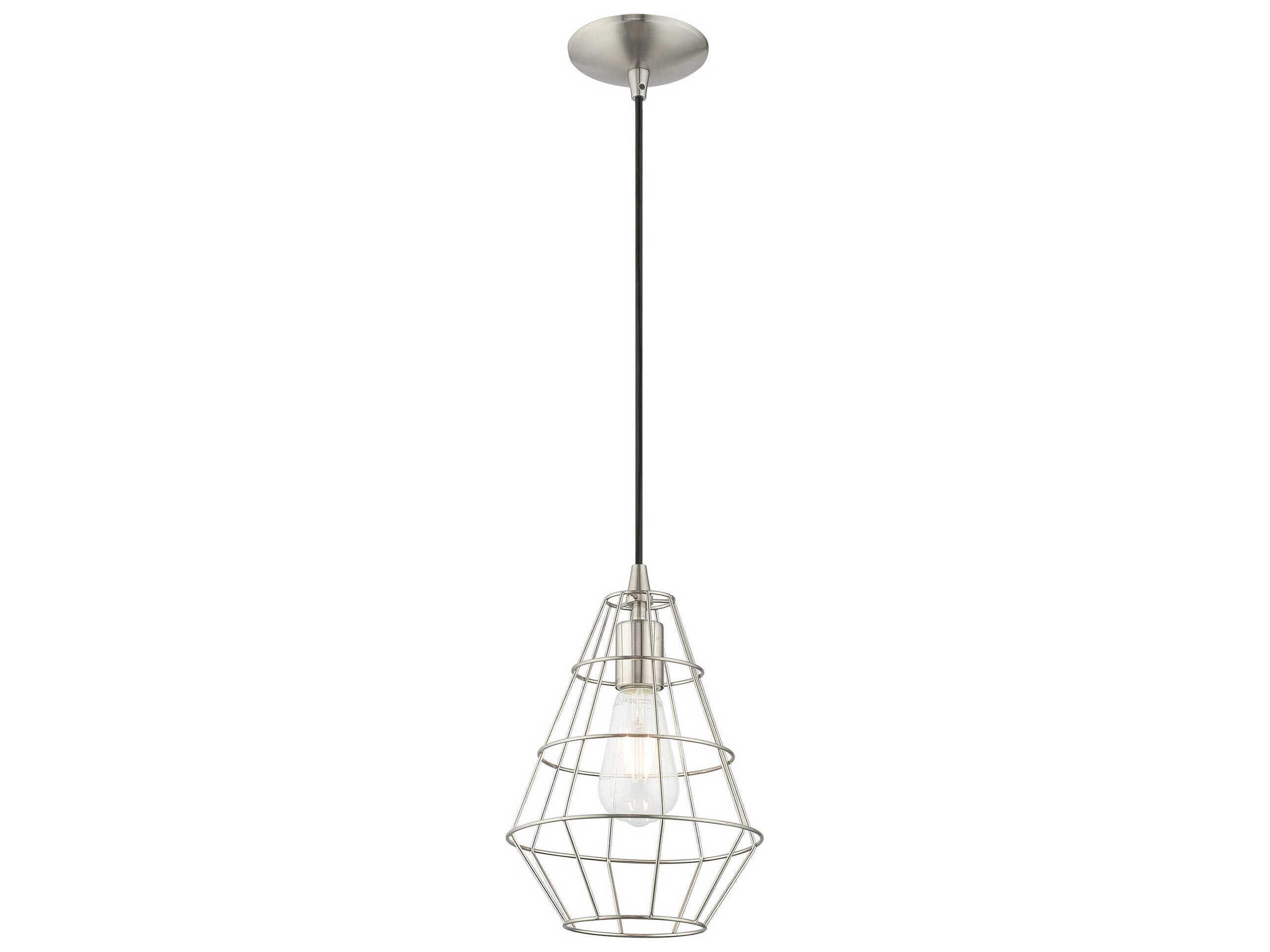 Livex Lighting Geometric 1-Light Brushed Nickel Mini Pendant