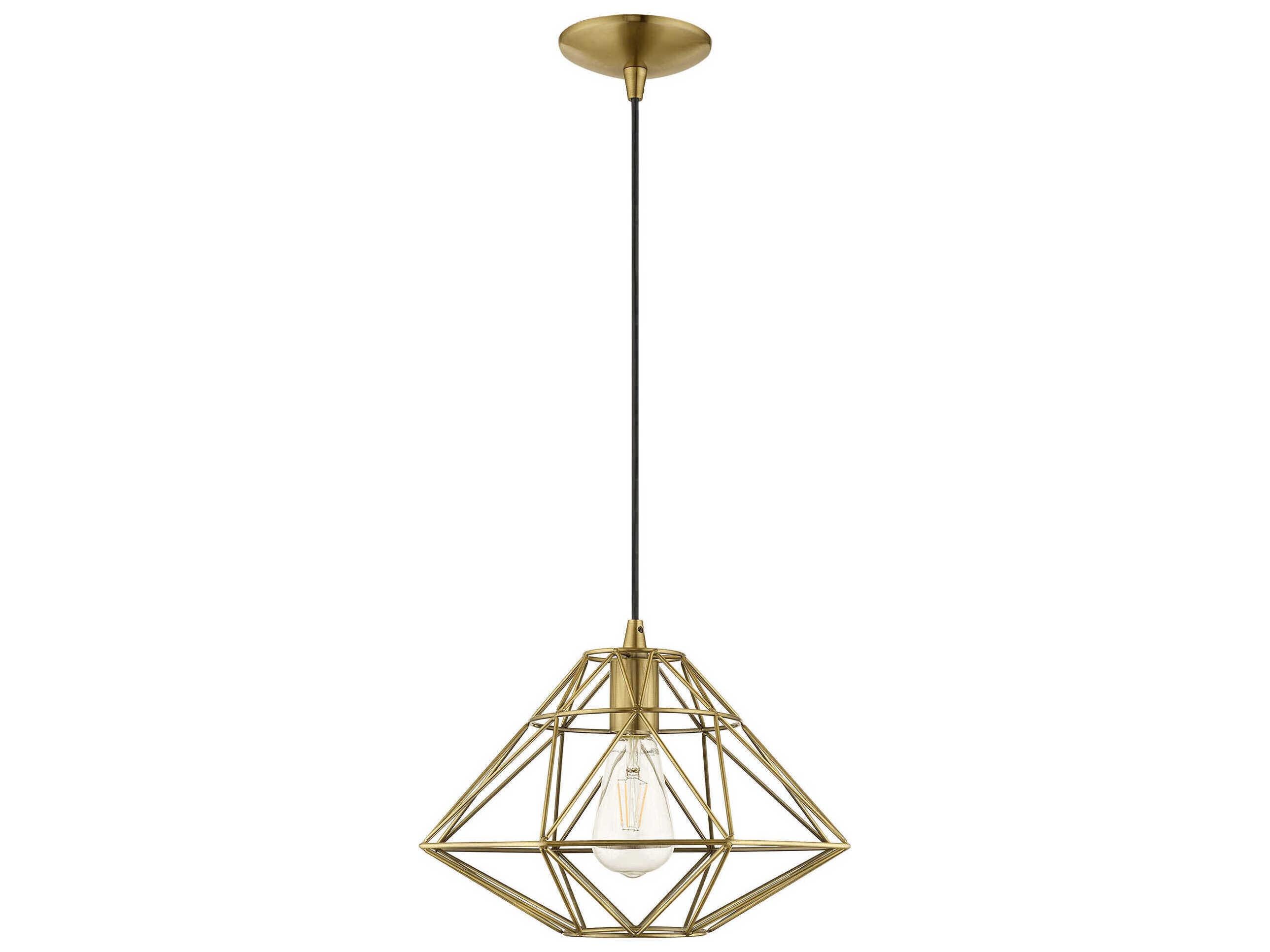 Livex Lighting Geometric 1-Light Antique Brass Pendant