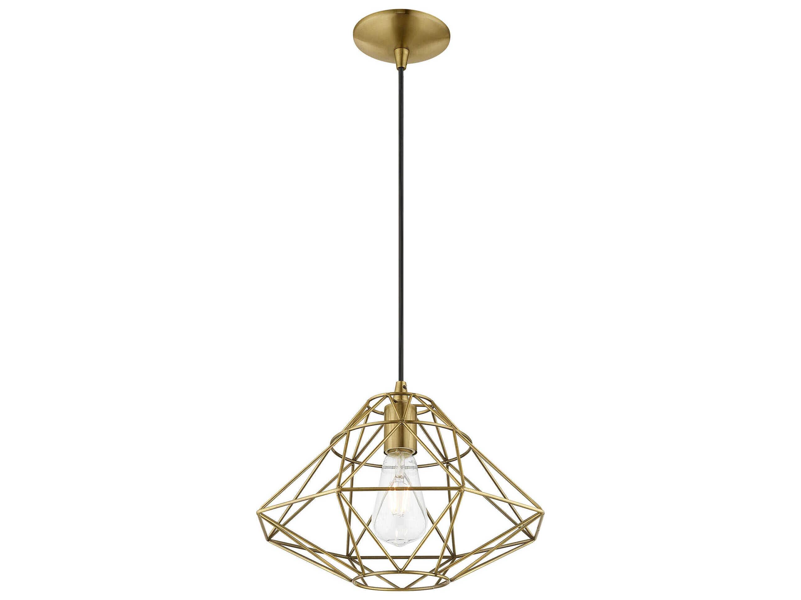 Livex Lighting Geometric 1-Light Antique Brass Pendant