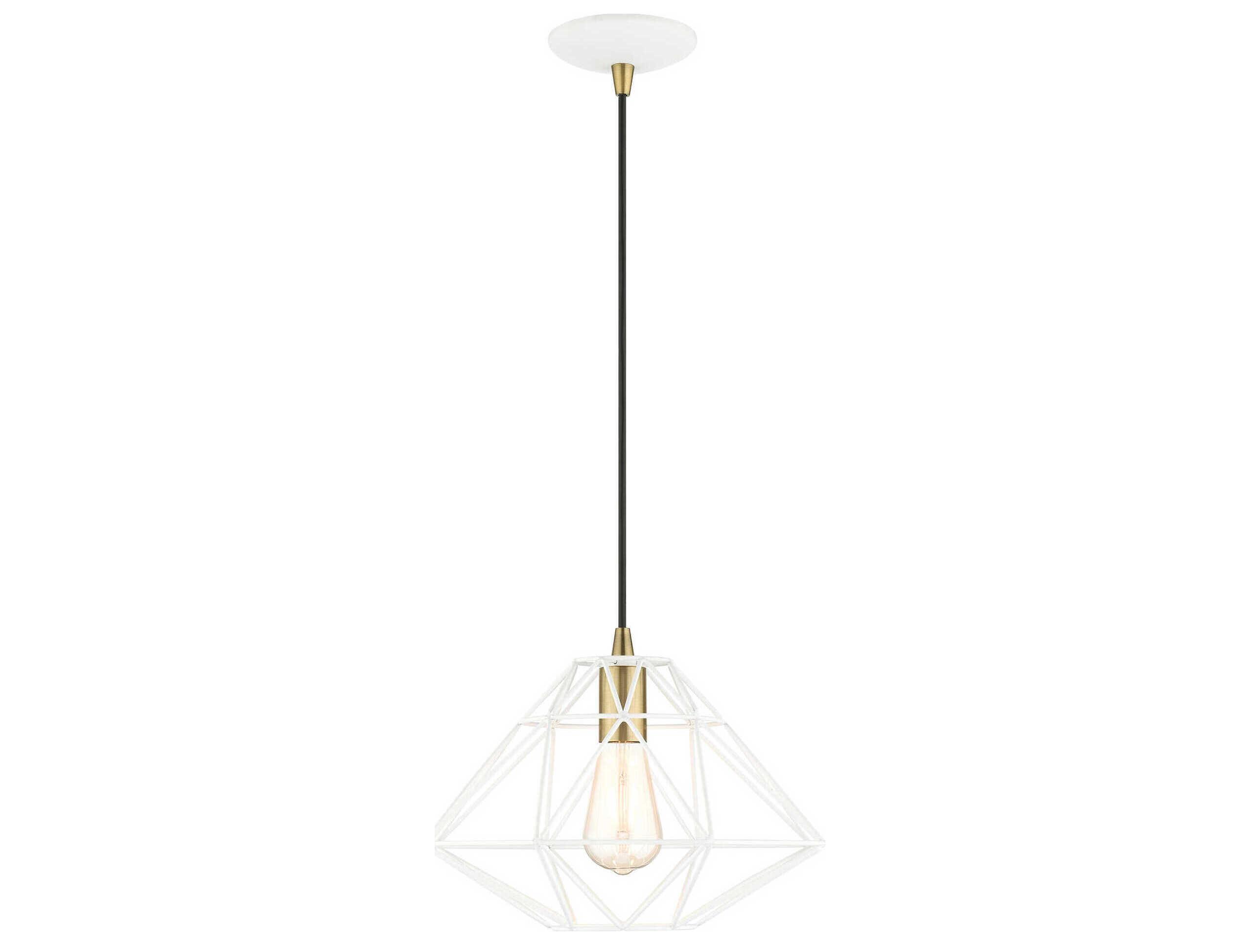 Livex Lighting Geometric 1-Light White Pendant