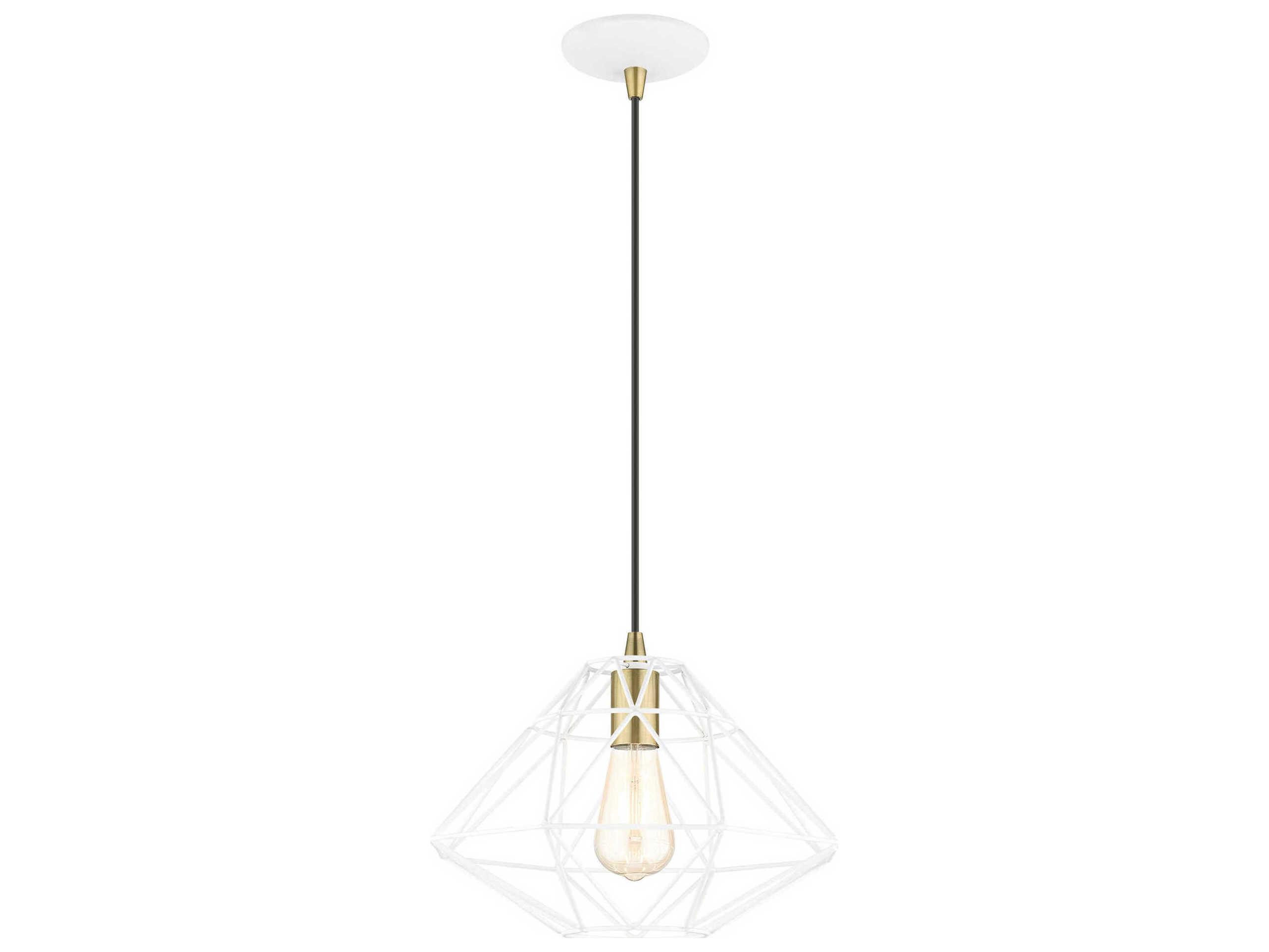 Livex Lighting Geometric 1-Light White Pendant