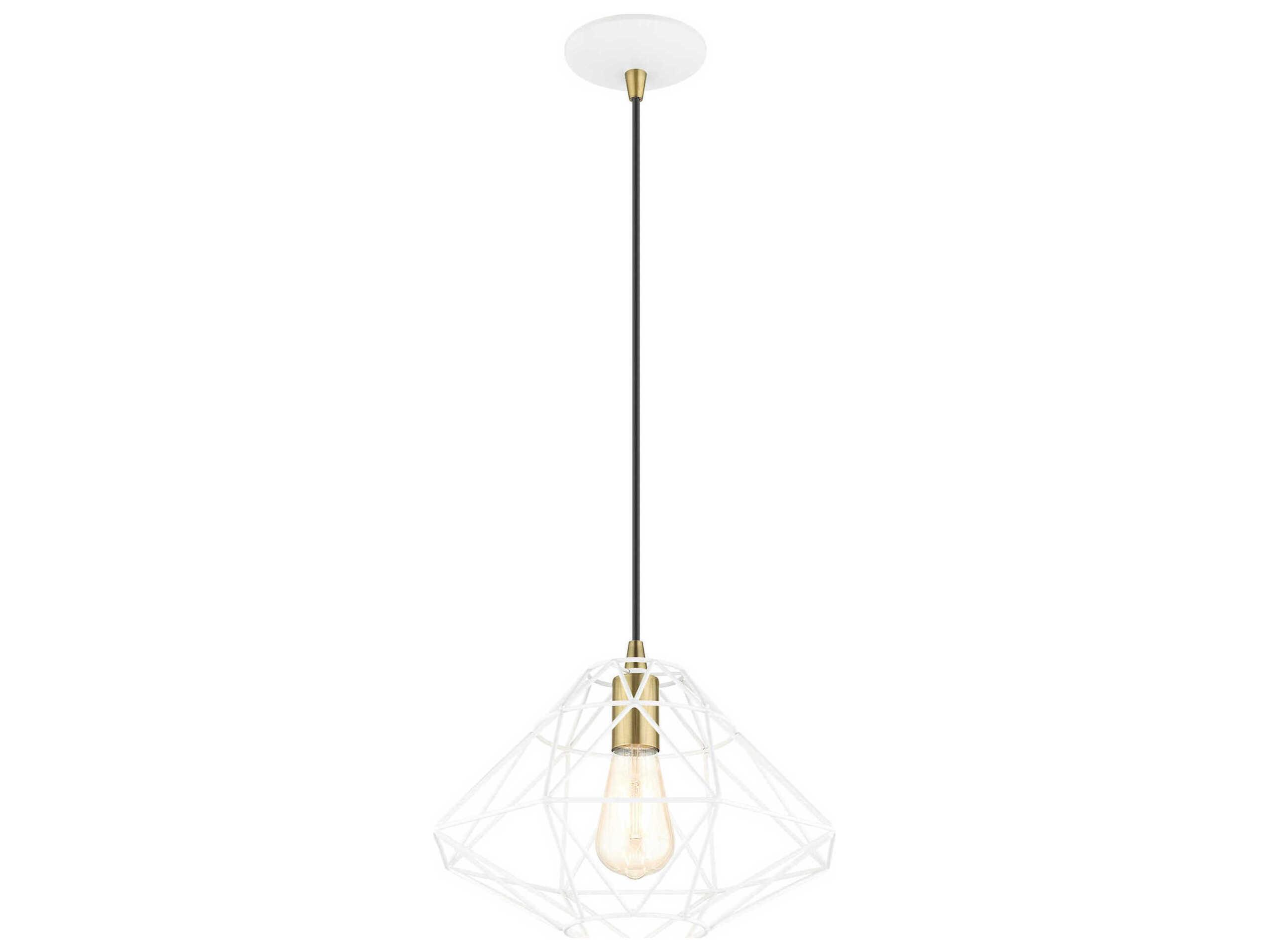 Livex Lighting Geometric 1-Light White Pendant