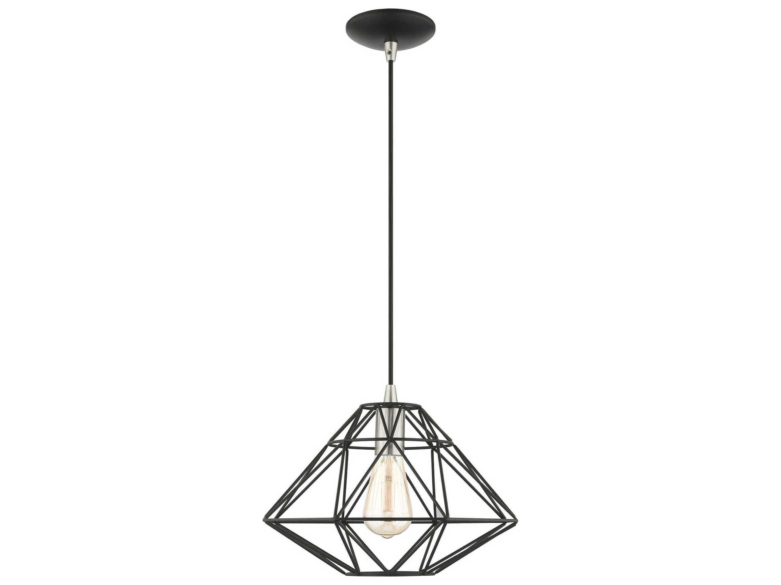 Livex Lighting Geometric 1-Light Black Pendant