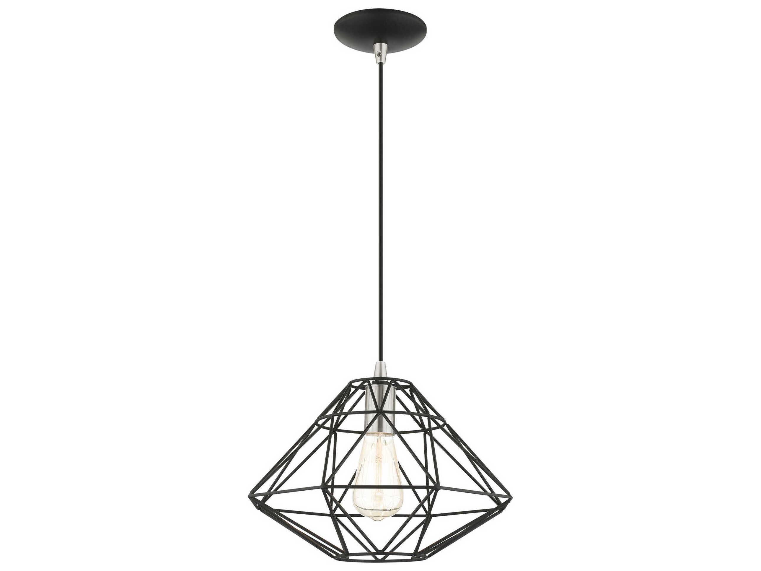 Livex Lighting Geometric 1-Light Black Pendant