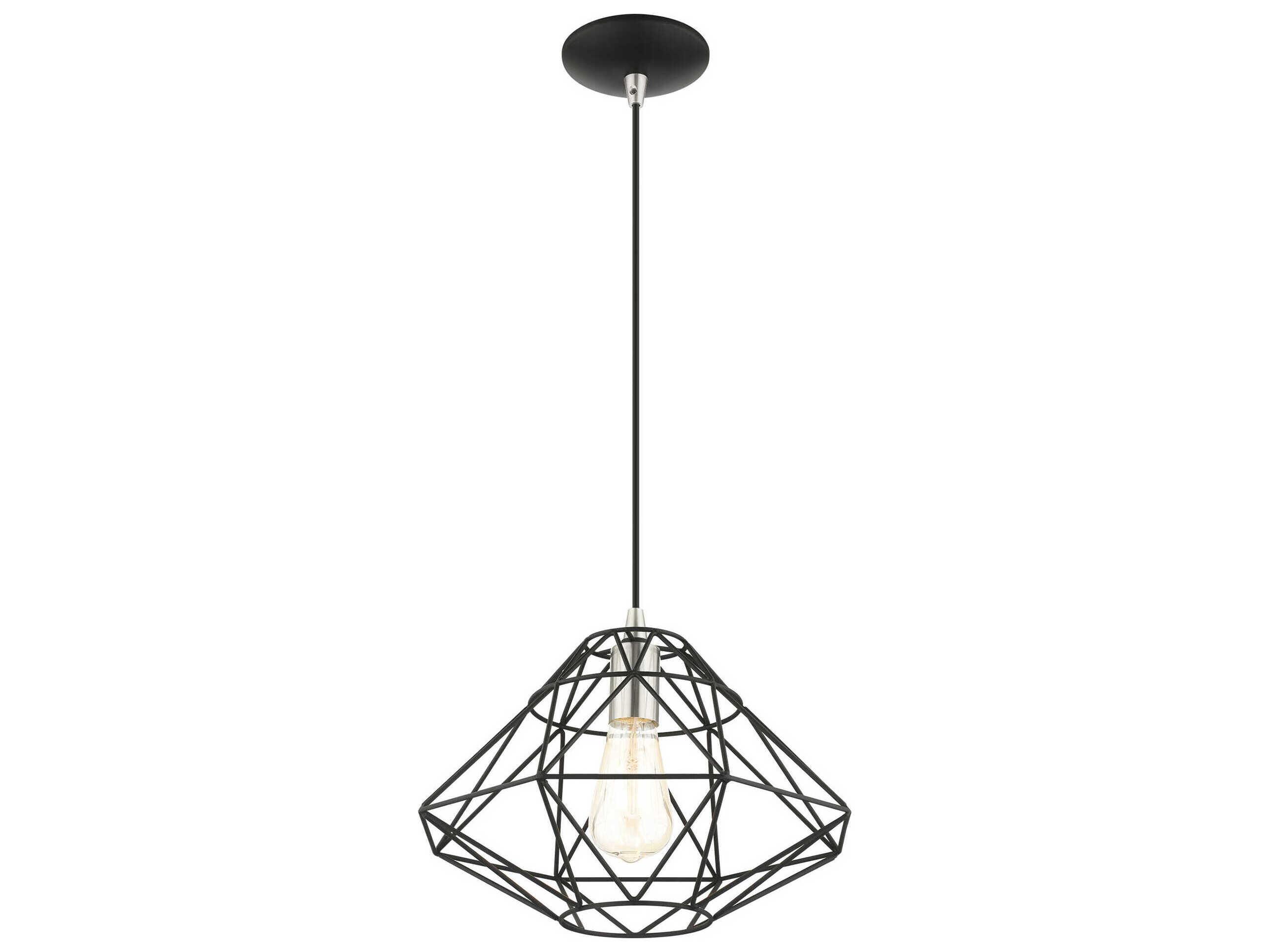 Livex Lighting Geometric 1-Light Black Pendant
