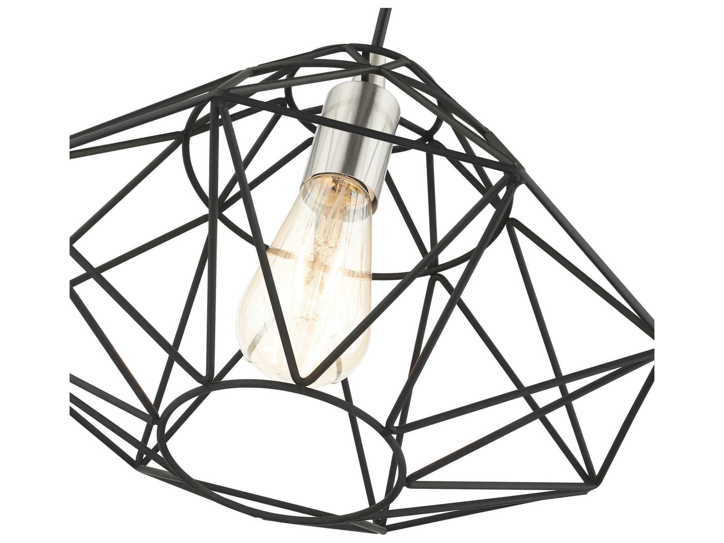 Livex Lighting Geometric 1-Light Black Pendant