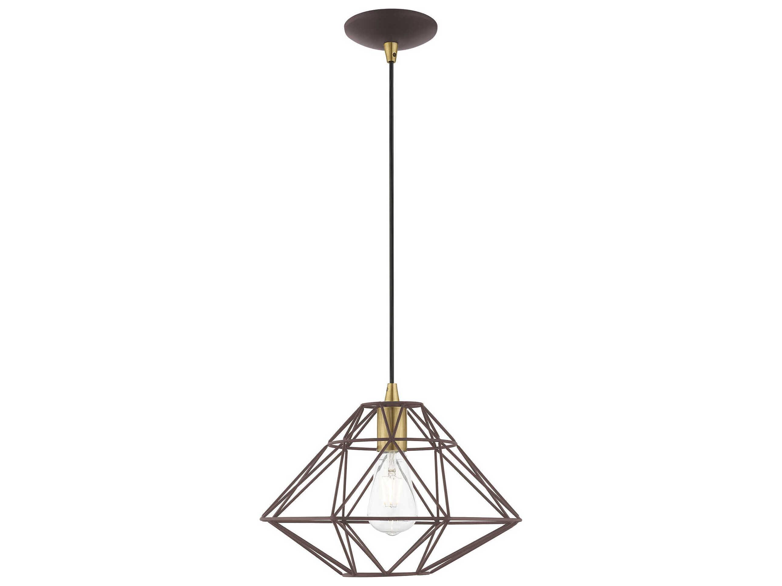 Livex Lighting Geometric 1-Light Bronze Pendant