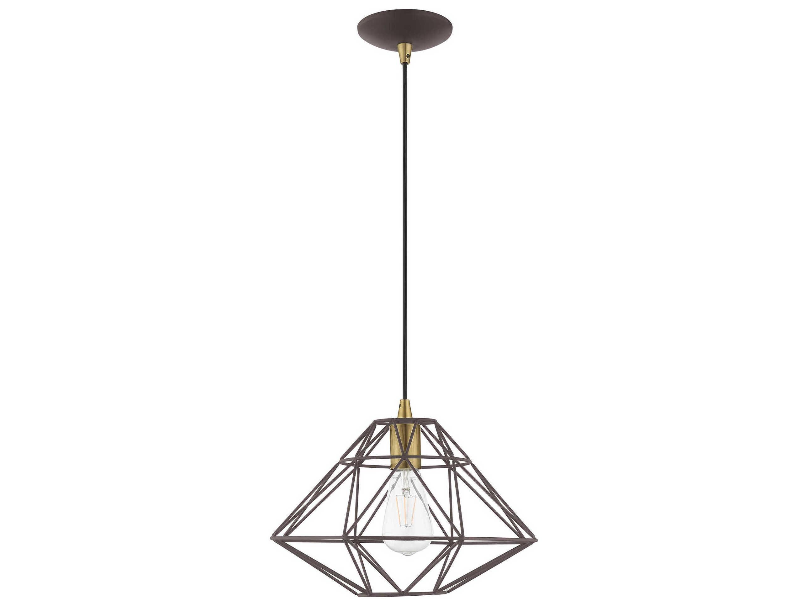 Livex Lighting Geometric 1-Light Bronze Pendant