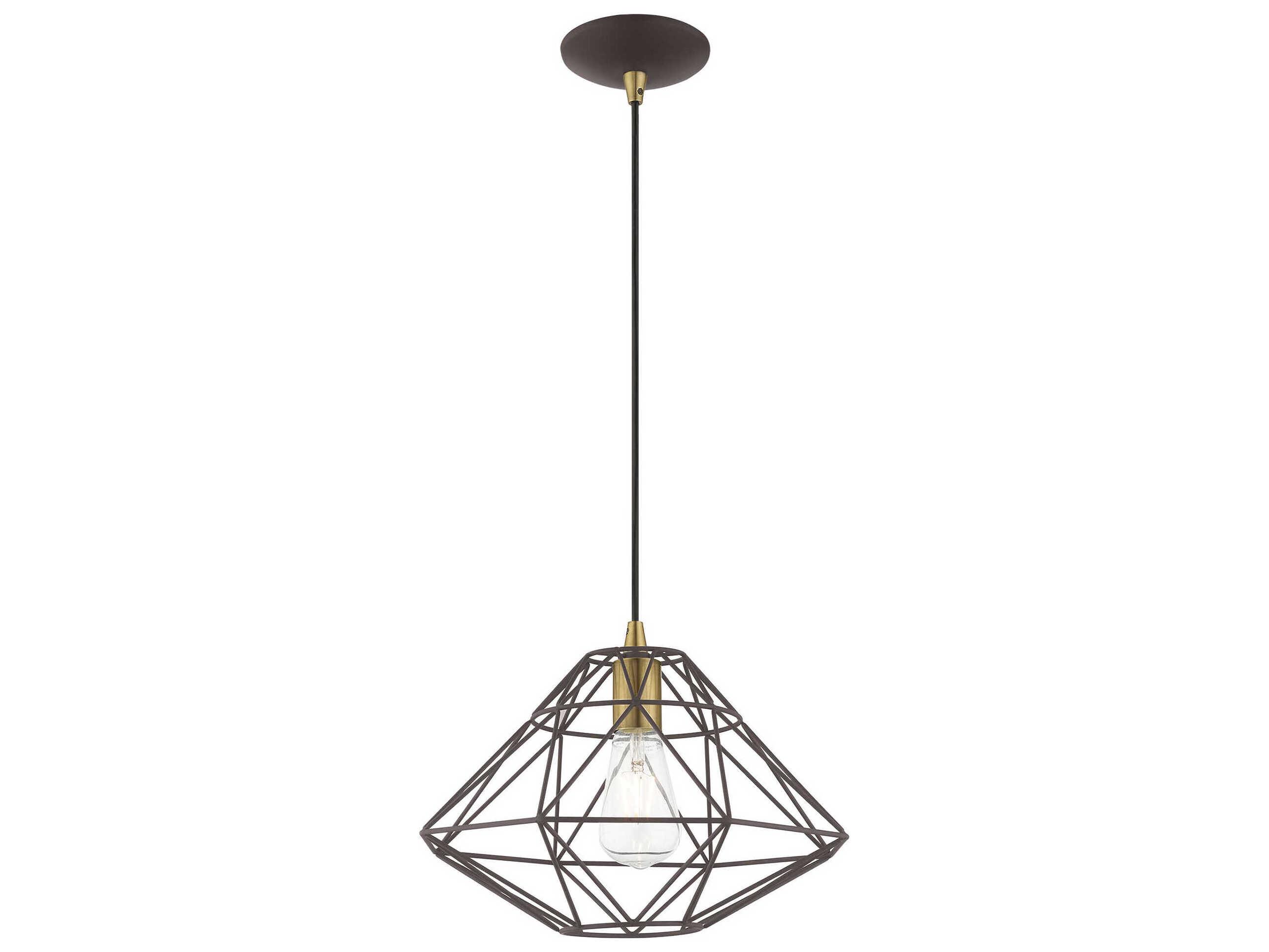 Livex Lighting Geometric 1-Light Bronze Pendant