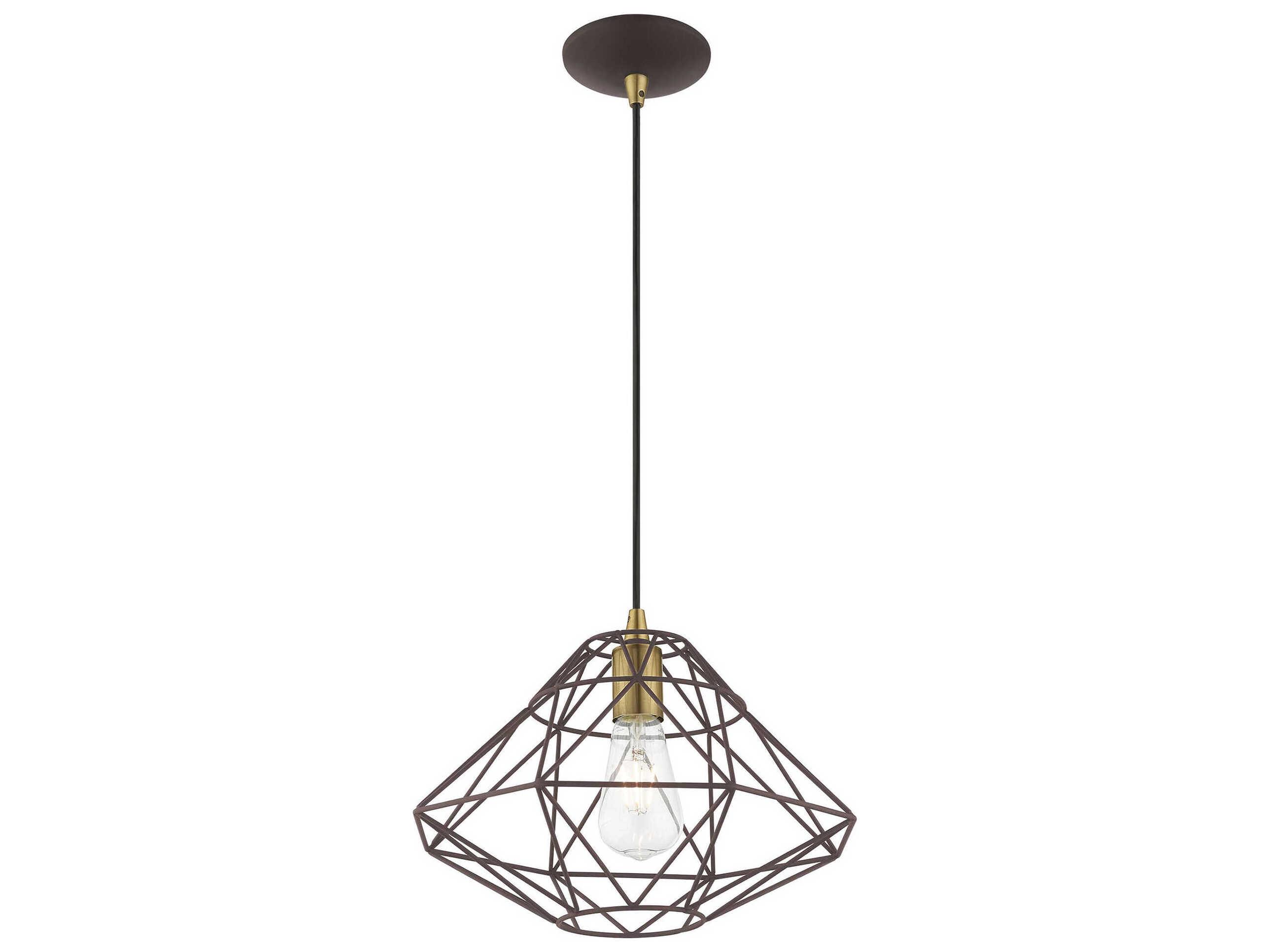 Livex Lighting Geometric 1-Light Bronze Pendant