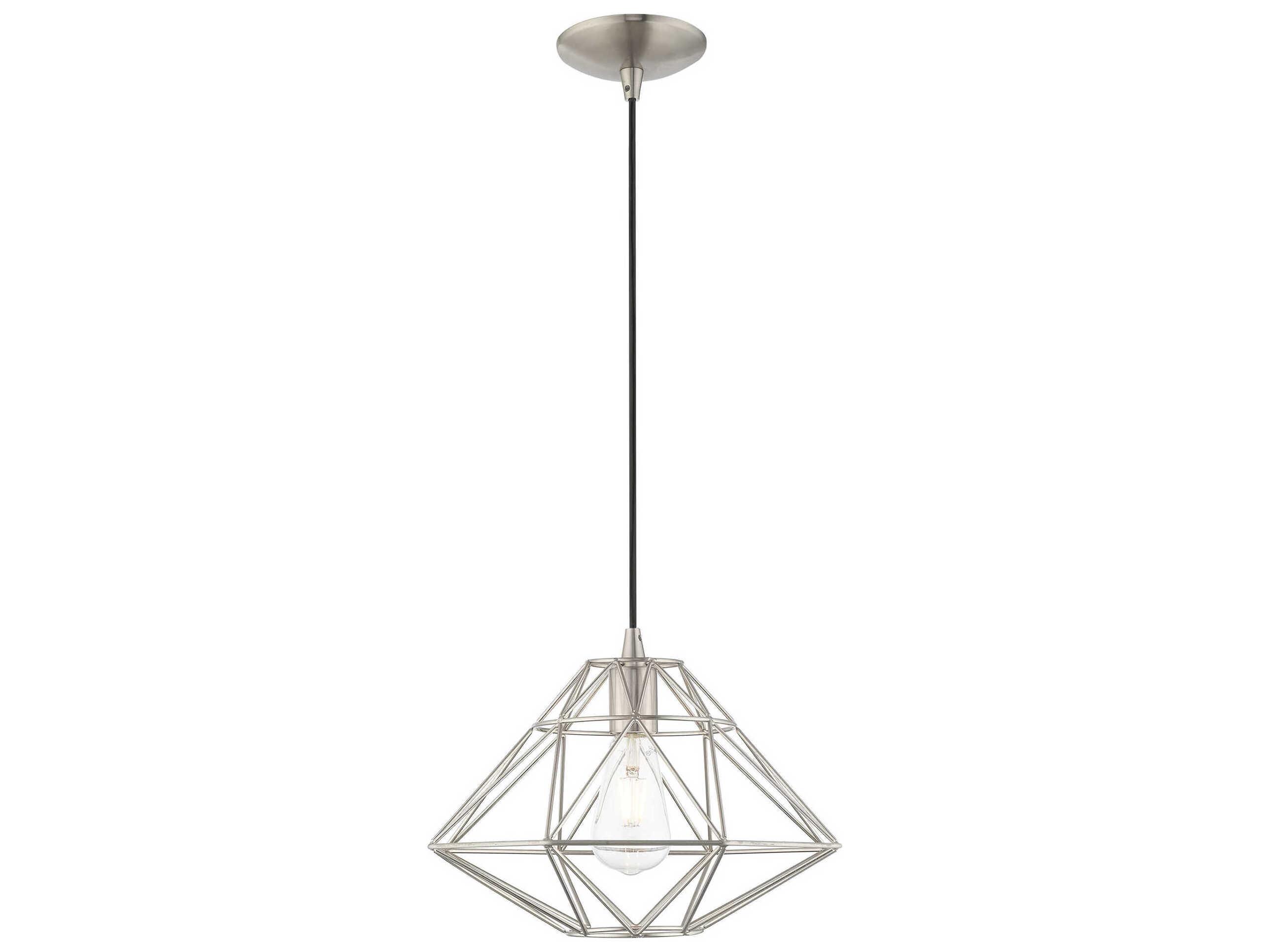 Livex Lighting Geometric 1-Light Brushed Nickel Pendant