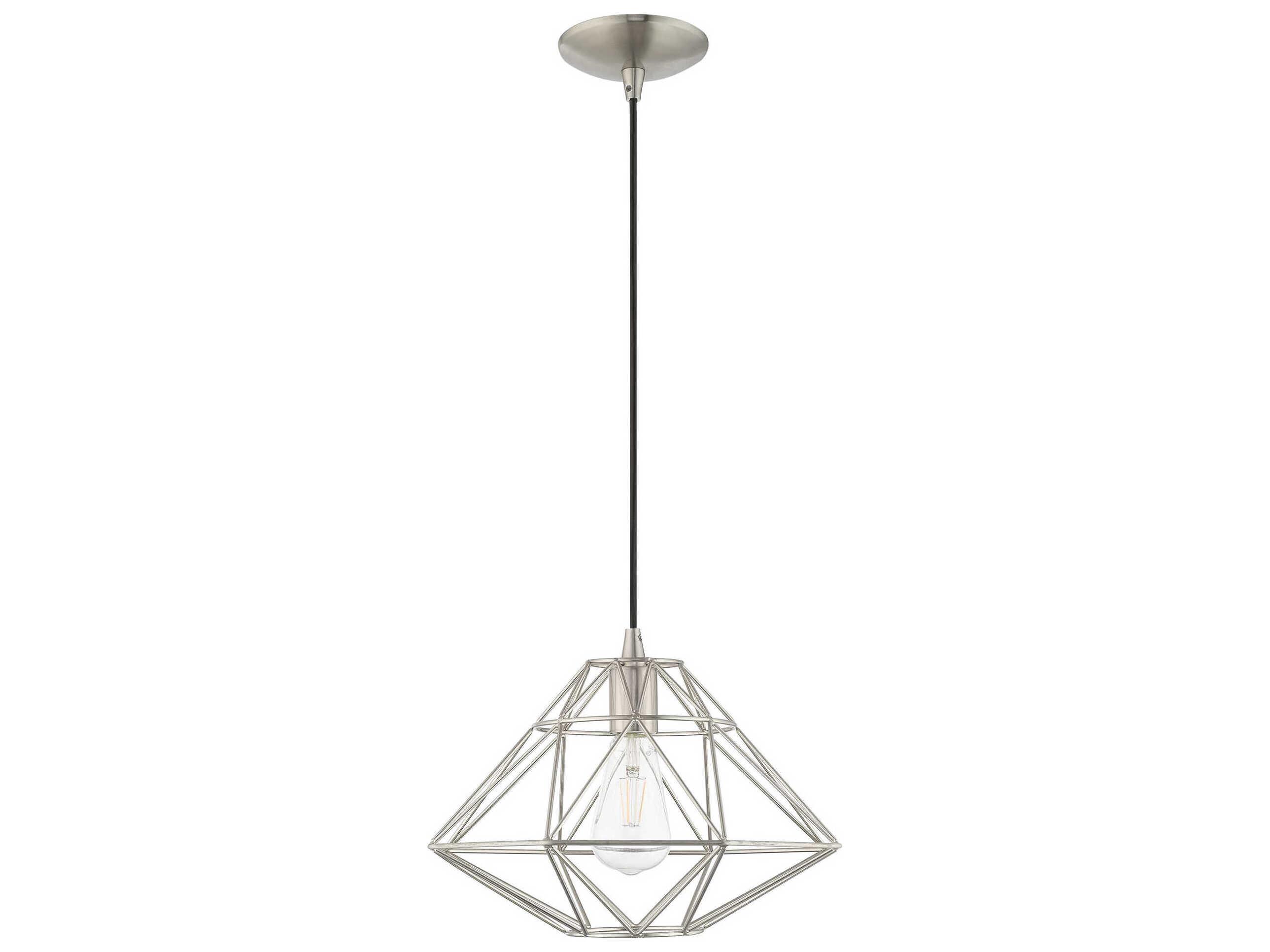 Livex Lighting Geometric 1-Light Brushed Nickel Pendant