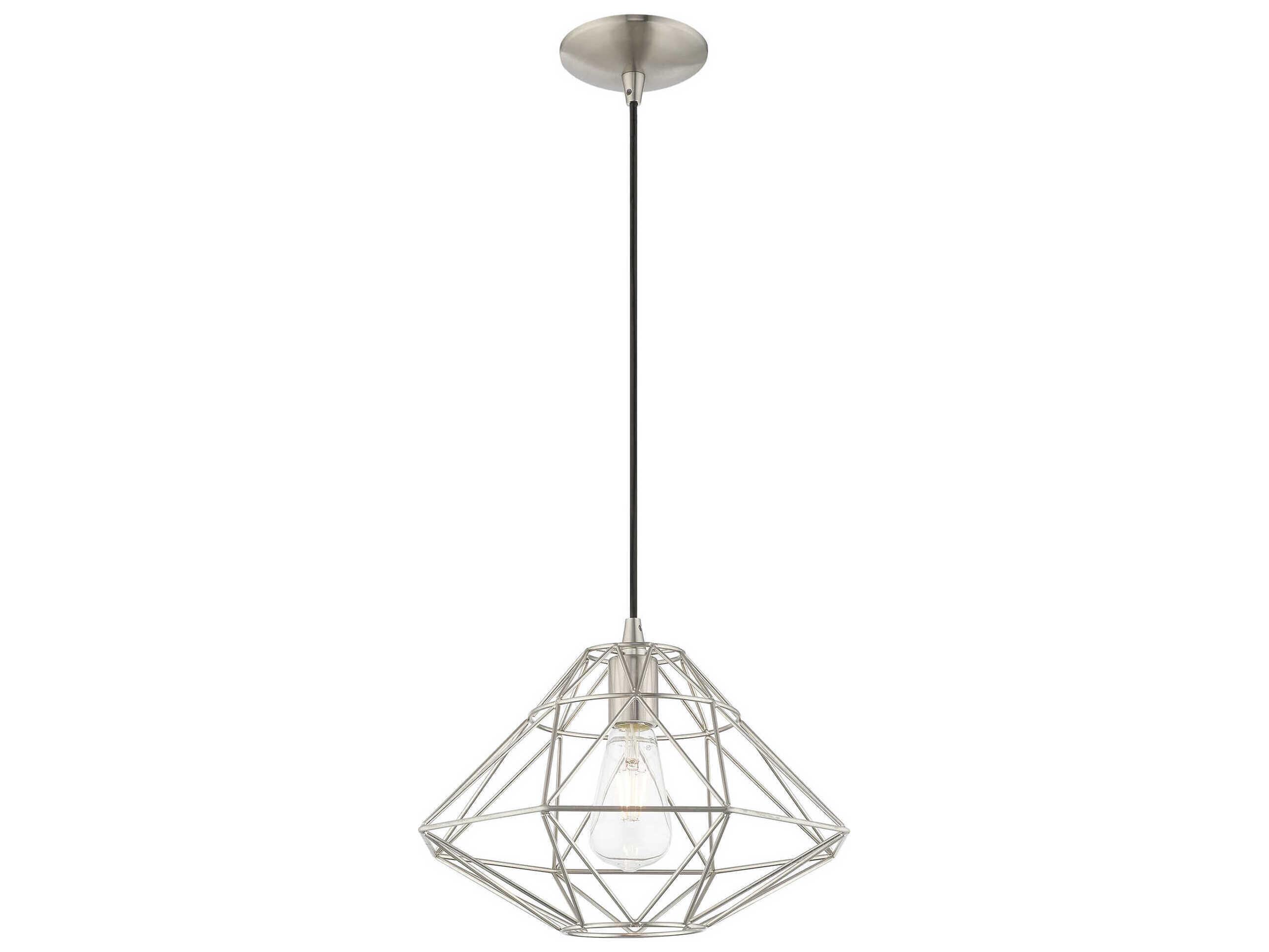 Livex Lighting Geometric 1-Light Brushed Nickel Pendant