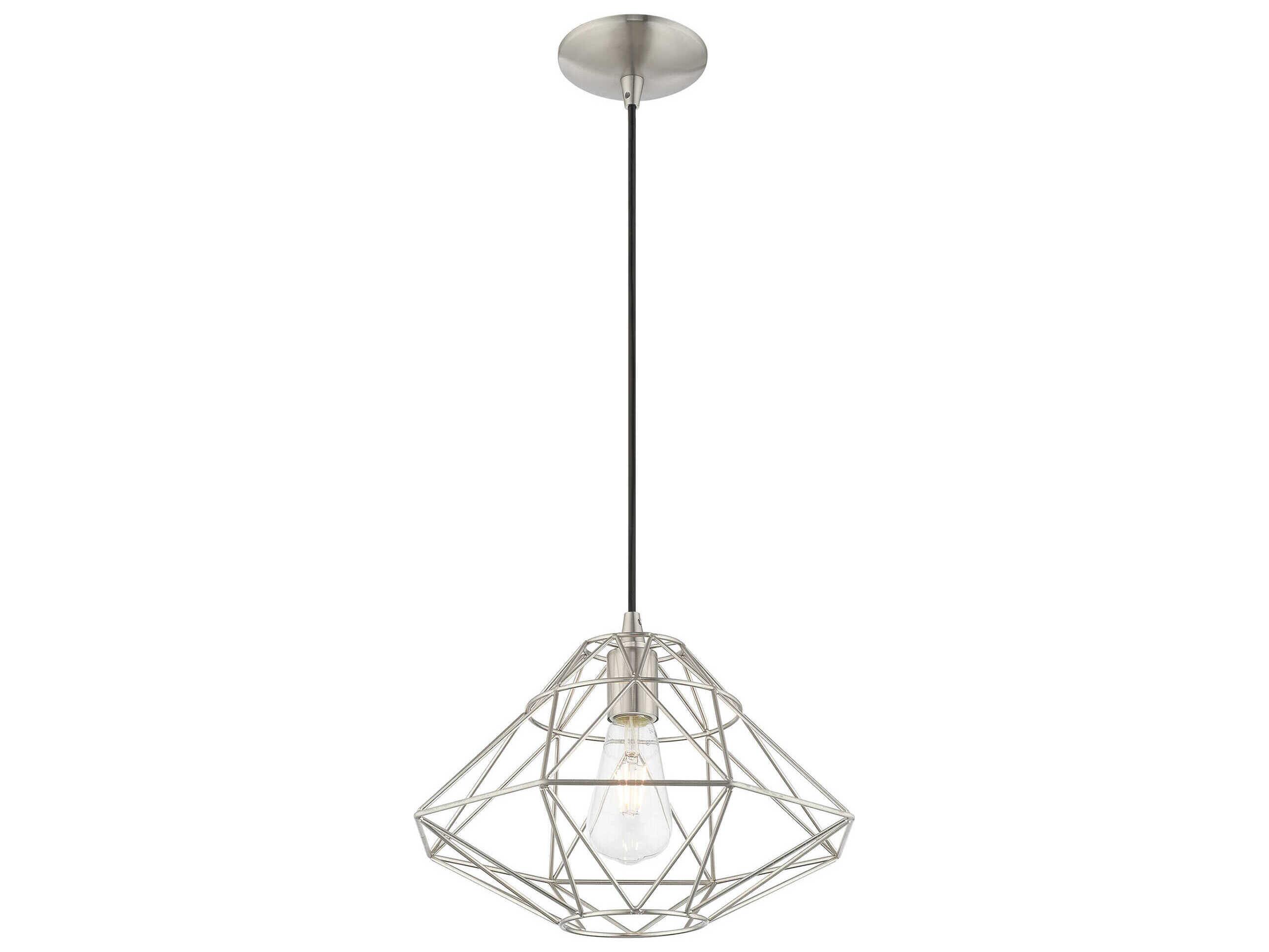 Livex Lighting Geometric 1-Light Brushed Nickel Pendant