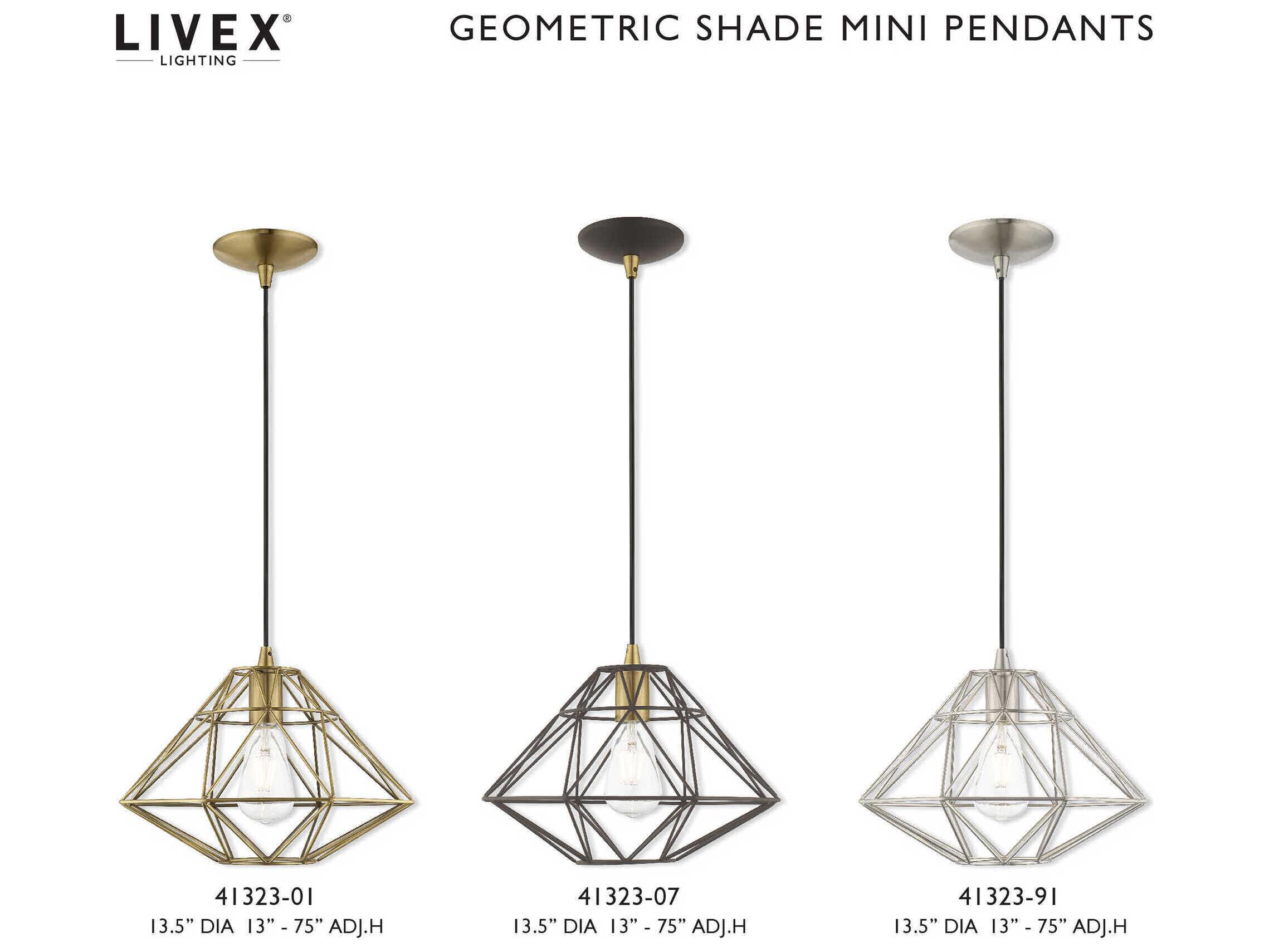Livex Lighting Geometric 1-Light Brushed Nickel Pendant