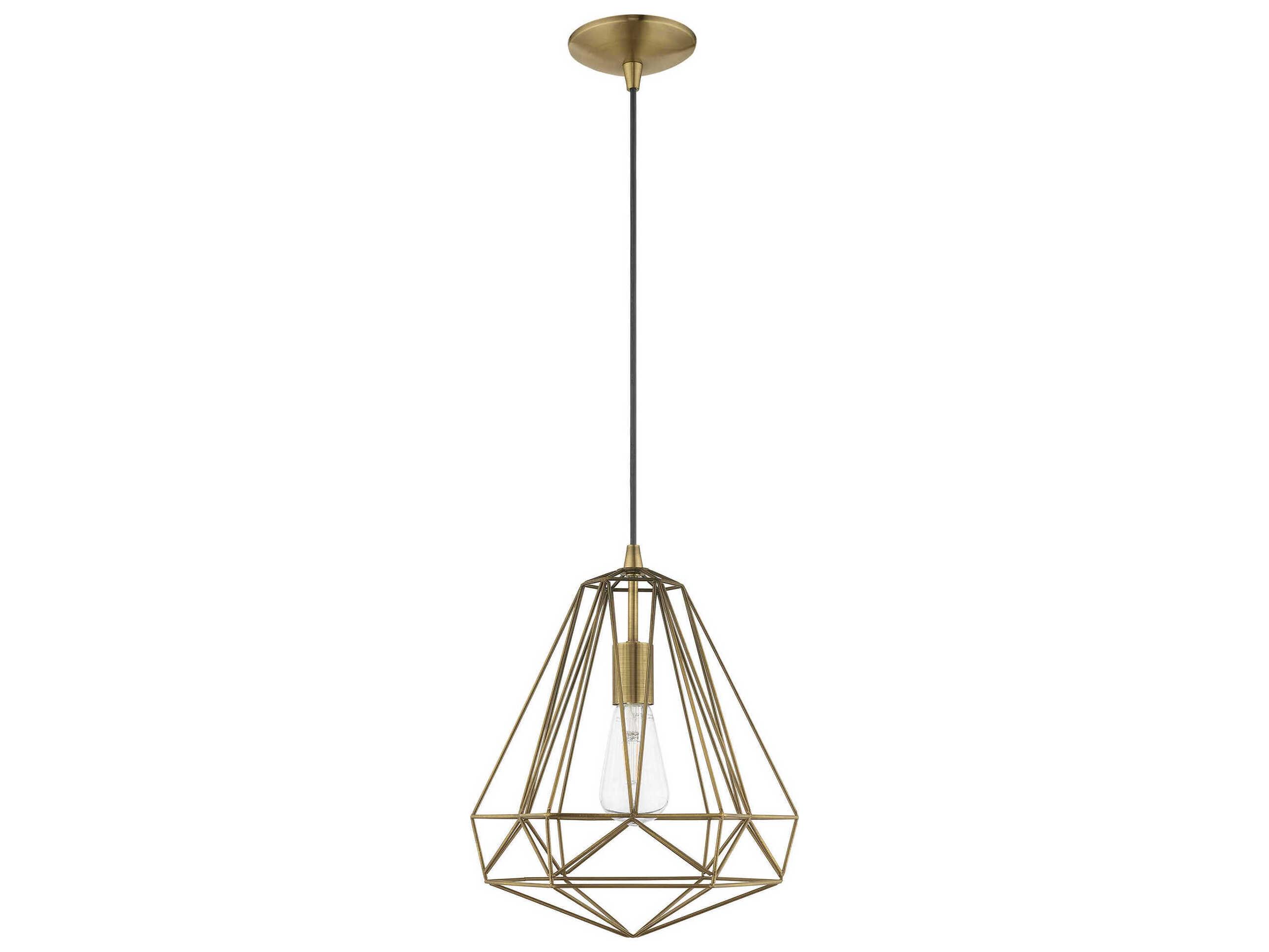 Livex Lighting Geometric 1-Light Antique Brass Pendant