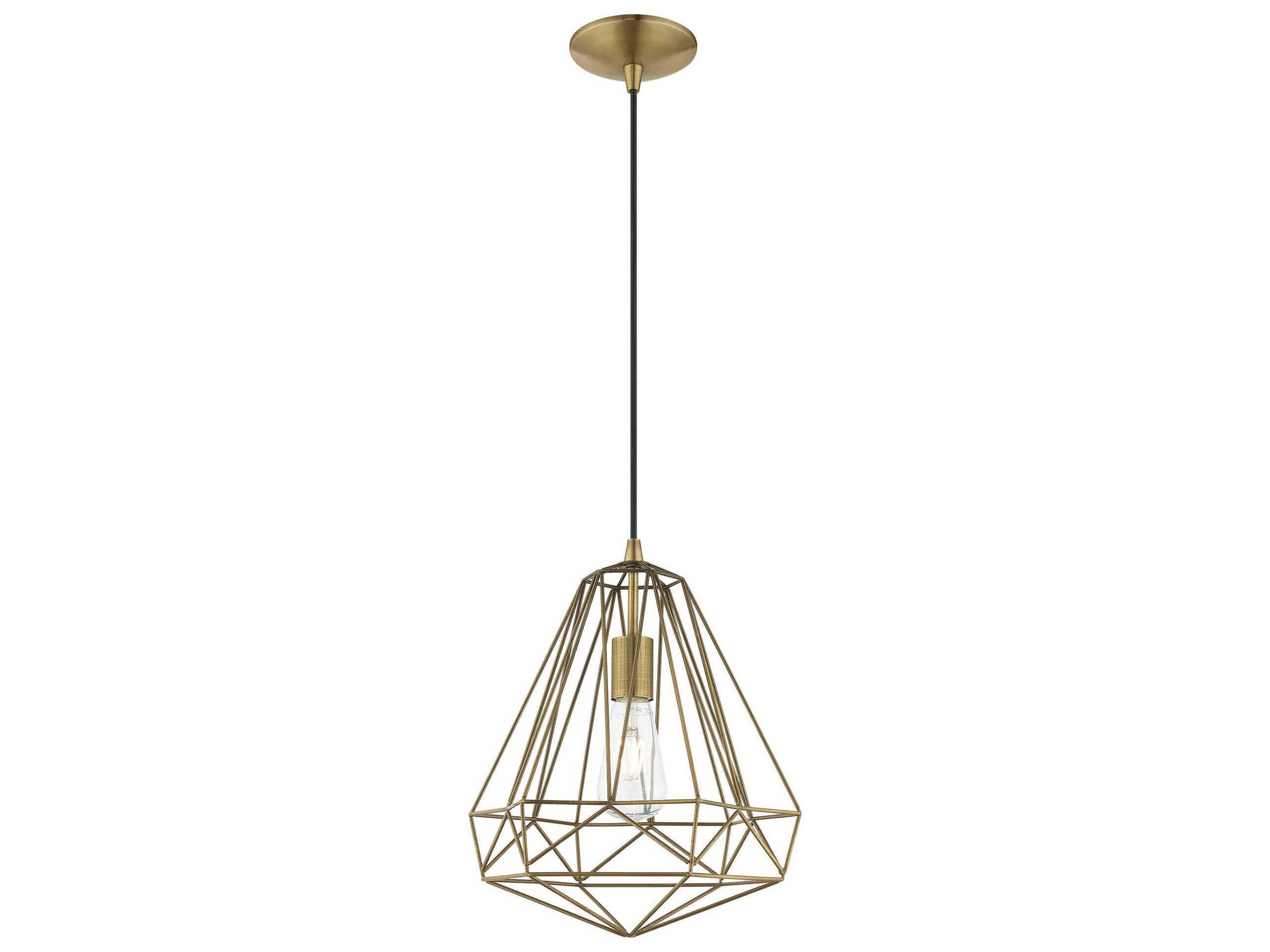 Livex Lighting Geometric 1-Light Antique Brass Pendant