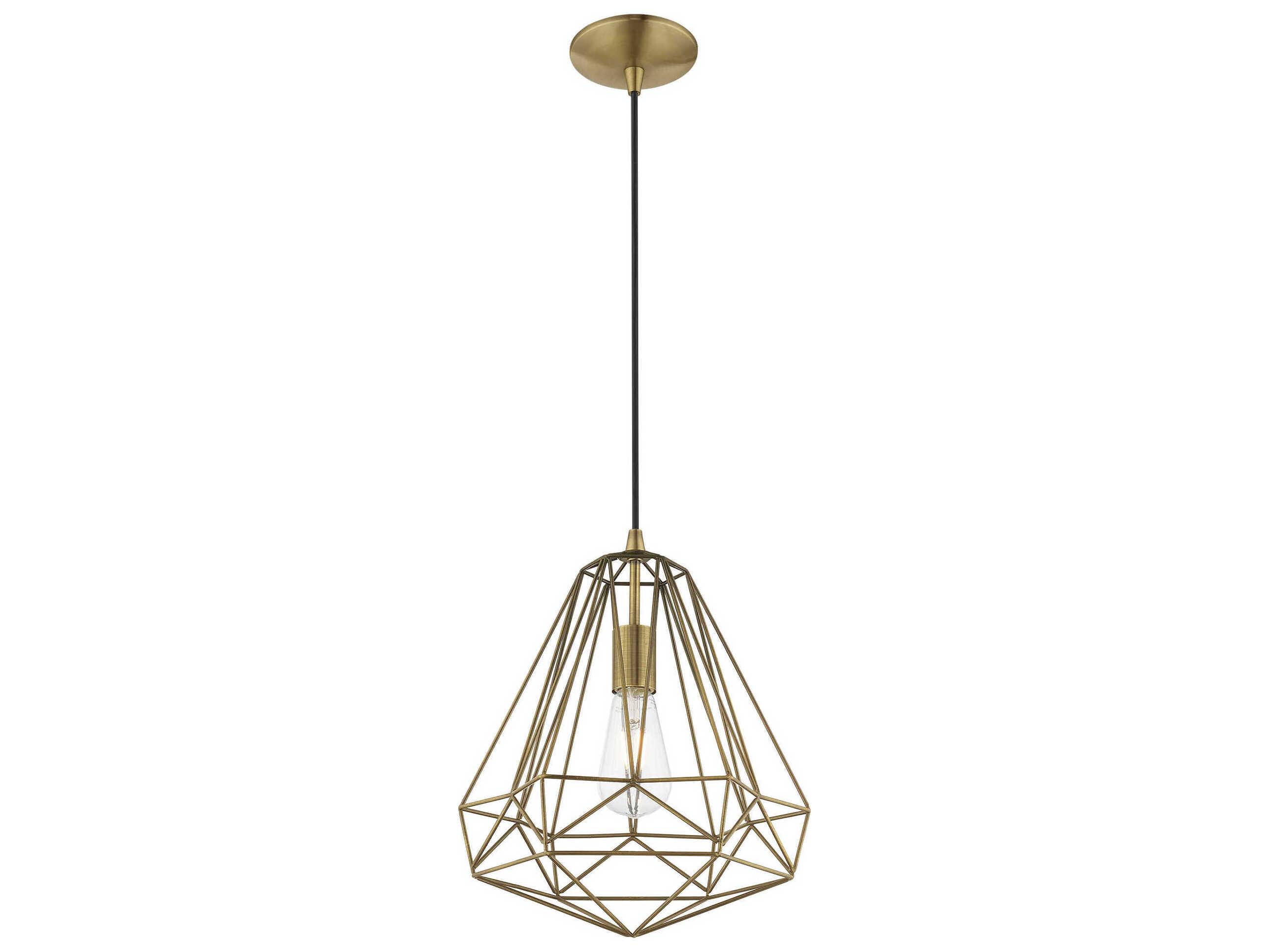 Livex Lighting Geometric 1-Light Antique Brass Pendant