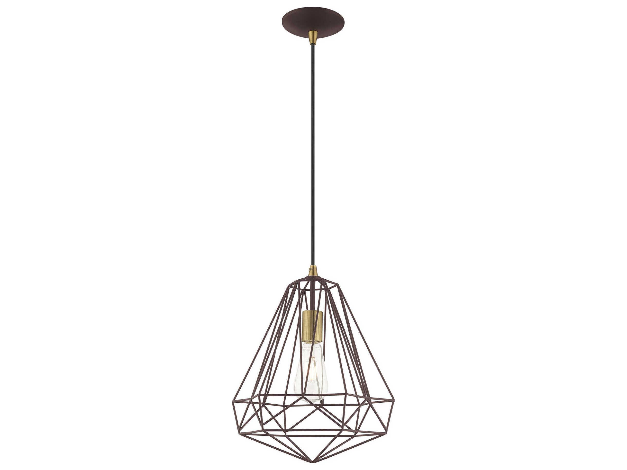 Livex Lighting Geometric 1-Light Bronze Pendant
