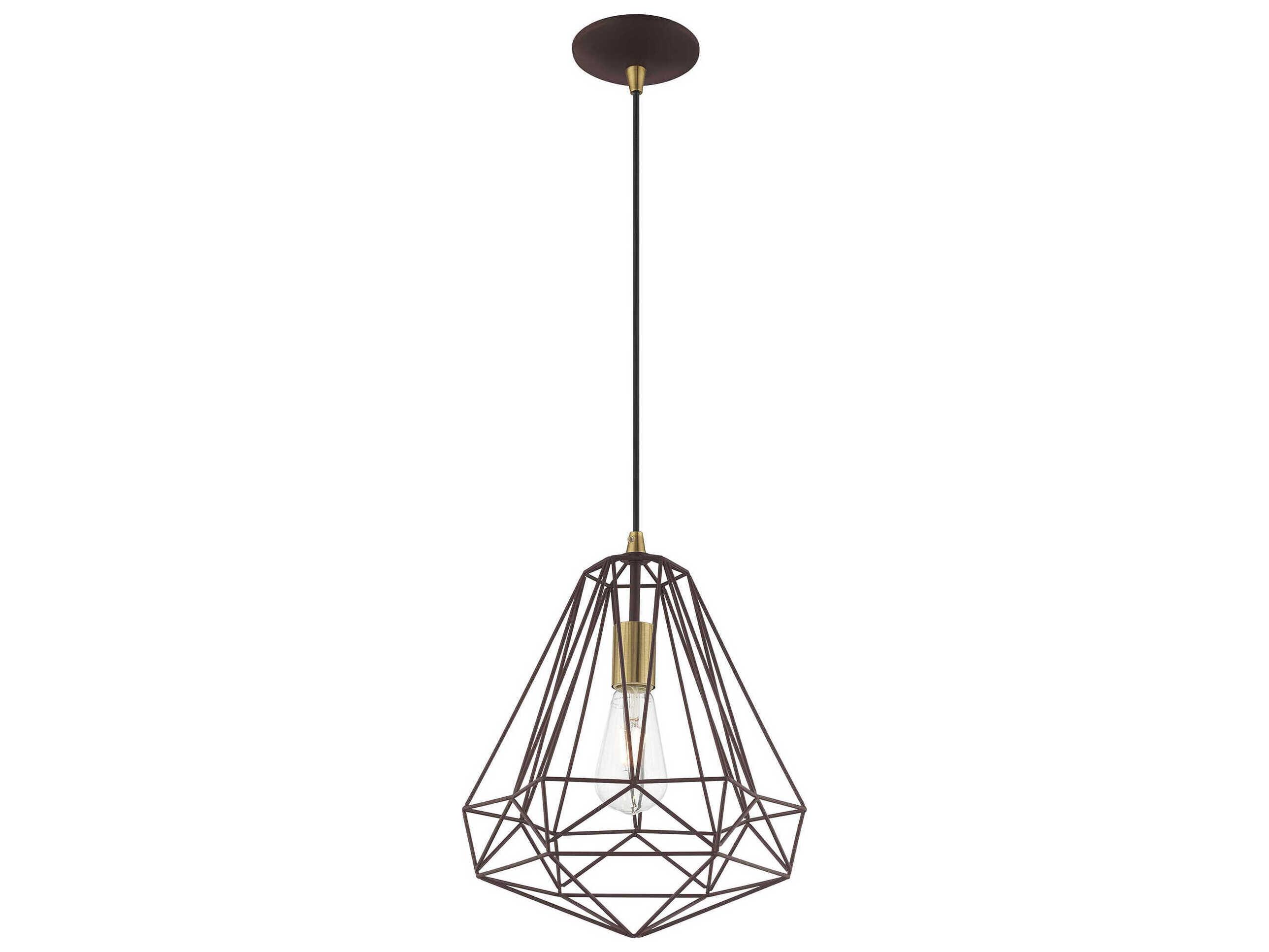 Livex Lighting Geometric 1-Light Bronze Pendant