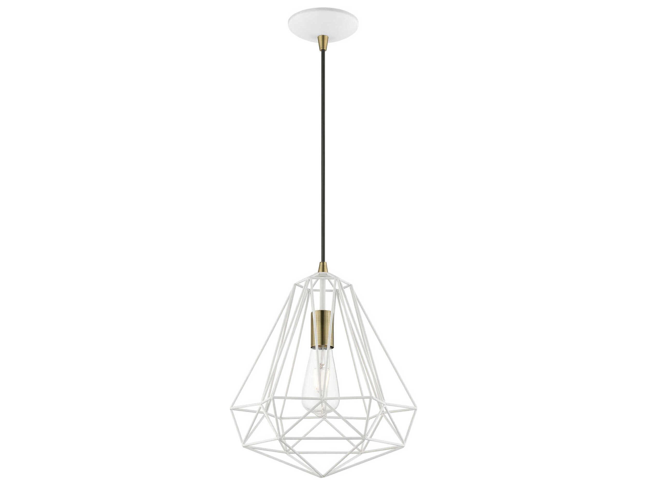 Livex Lighting Knox 1-Light Textured White Antique Brass Pendant