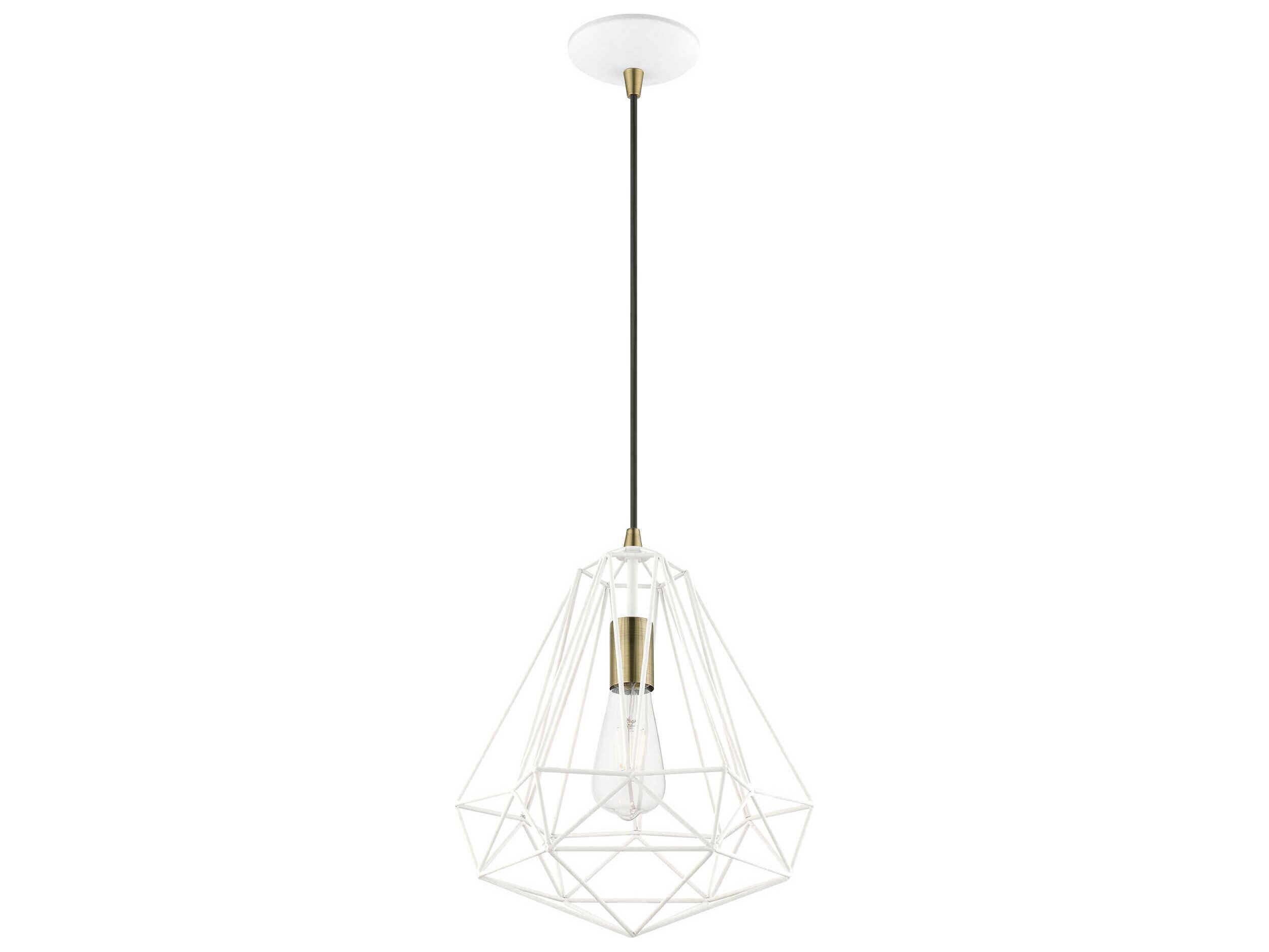 Livex Lighting Knox 1-Light Textured White Antique Brass Pendant