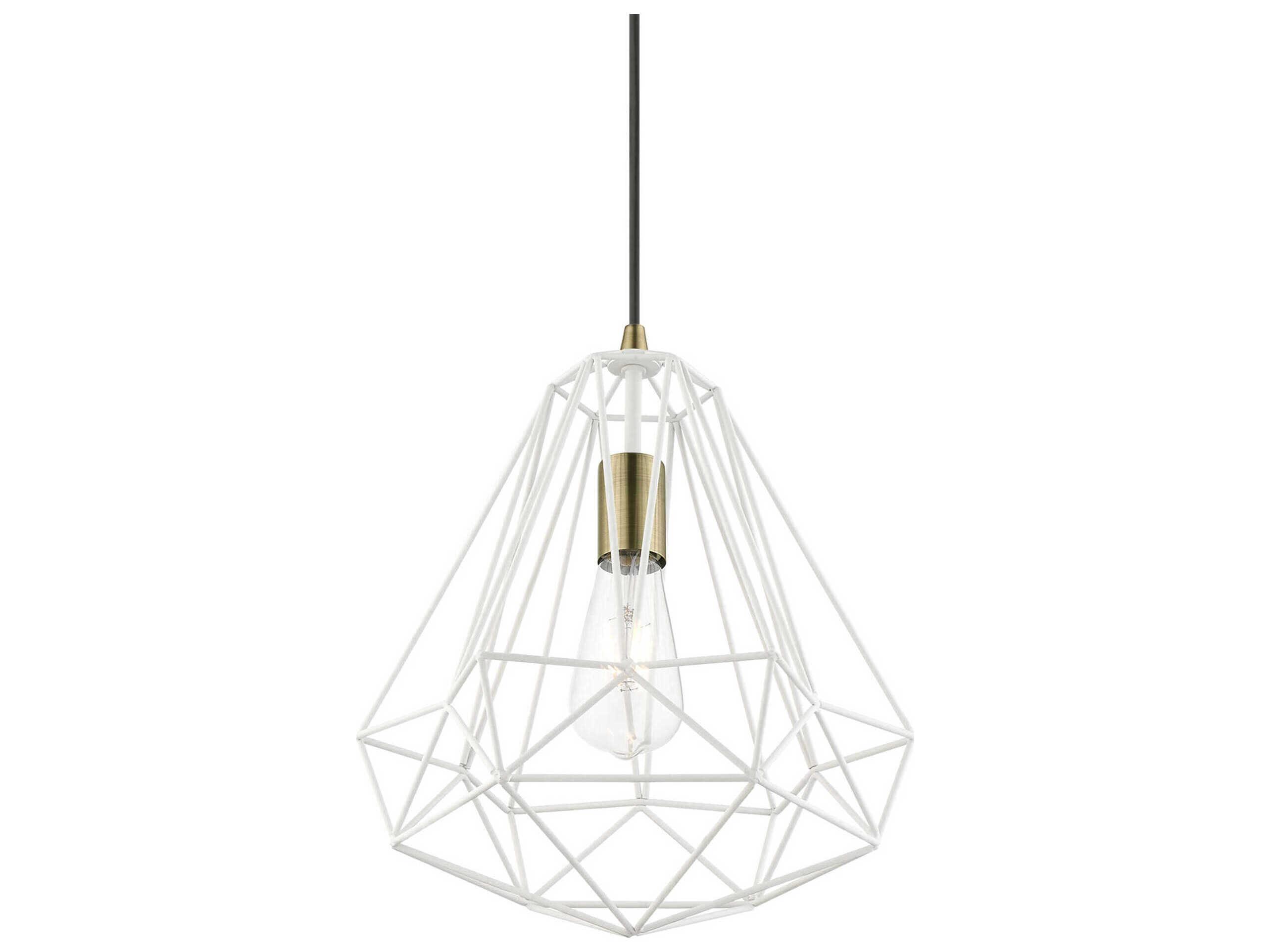 Livex Lighting Knox 1-Light Textured White Antique Brass Pendant