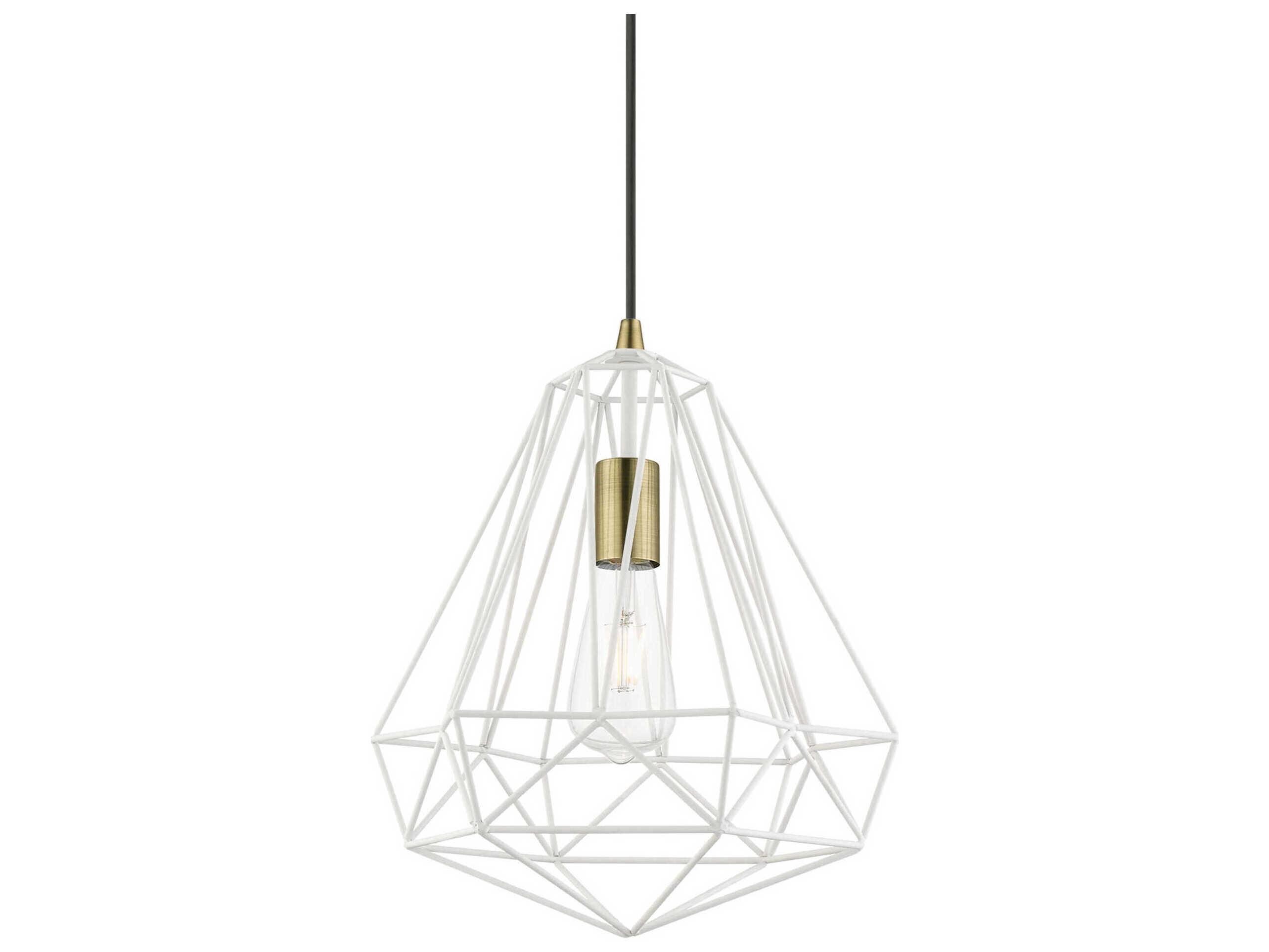 Livex Lighting Knox 1-Light Textured White Antique Brass Pendant