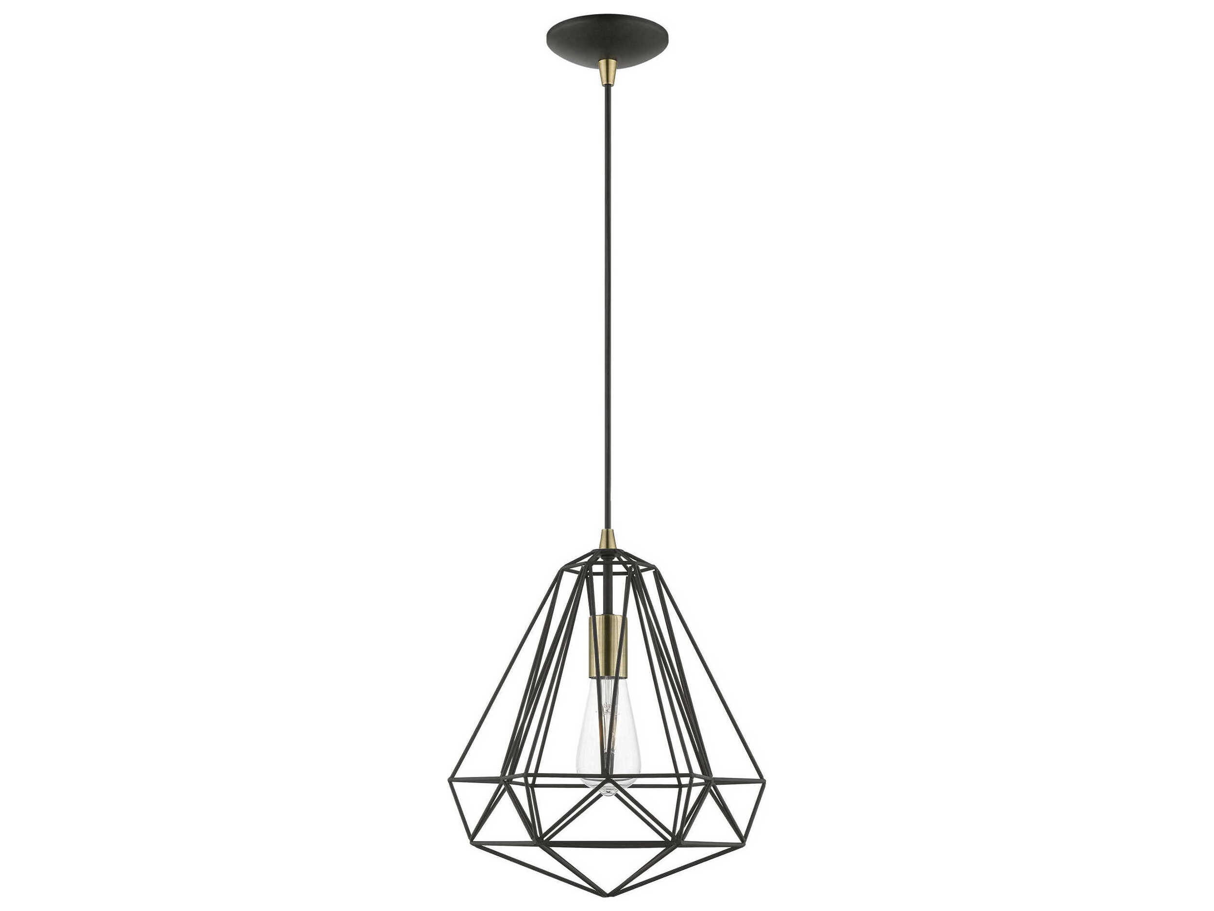 Livex Lighting Knox 1-Light Textured Black Polished Chrome Pendant