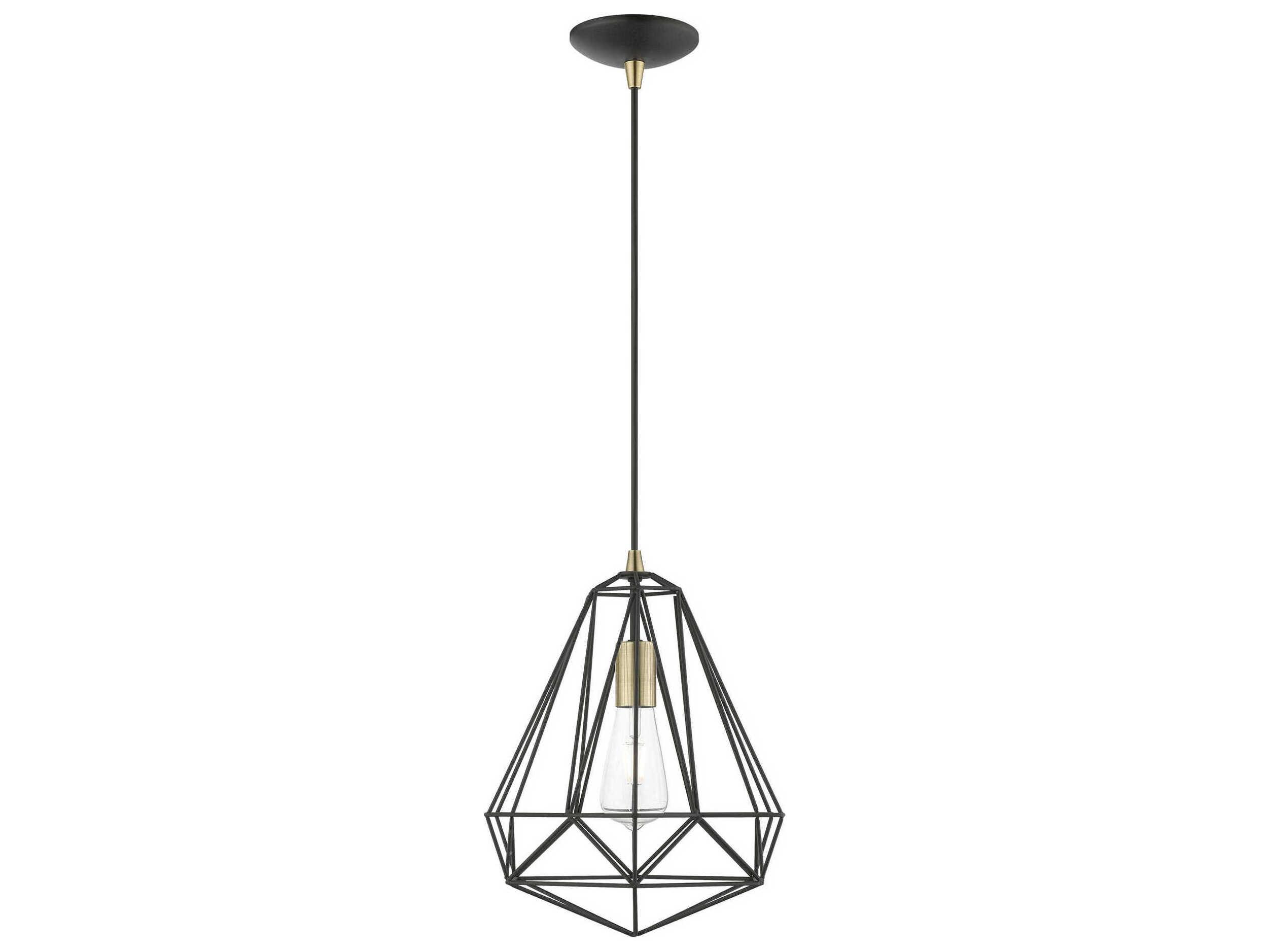 Livex Lighting Knox 1-Light Textured Black Polished Chrome Pendant