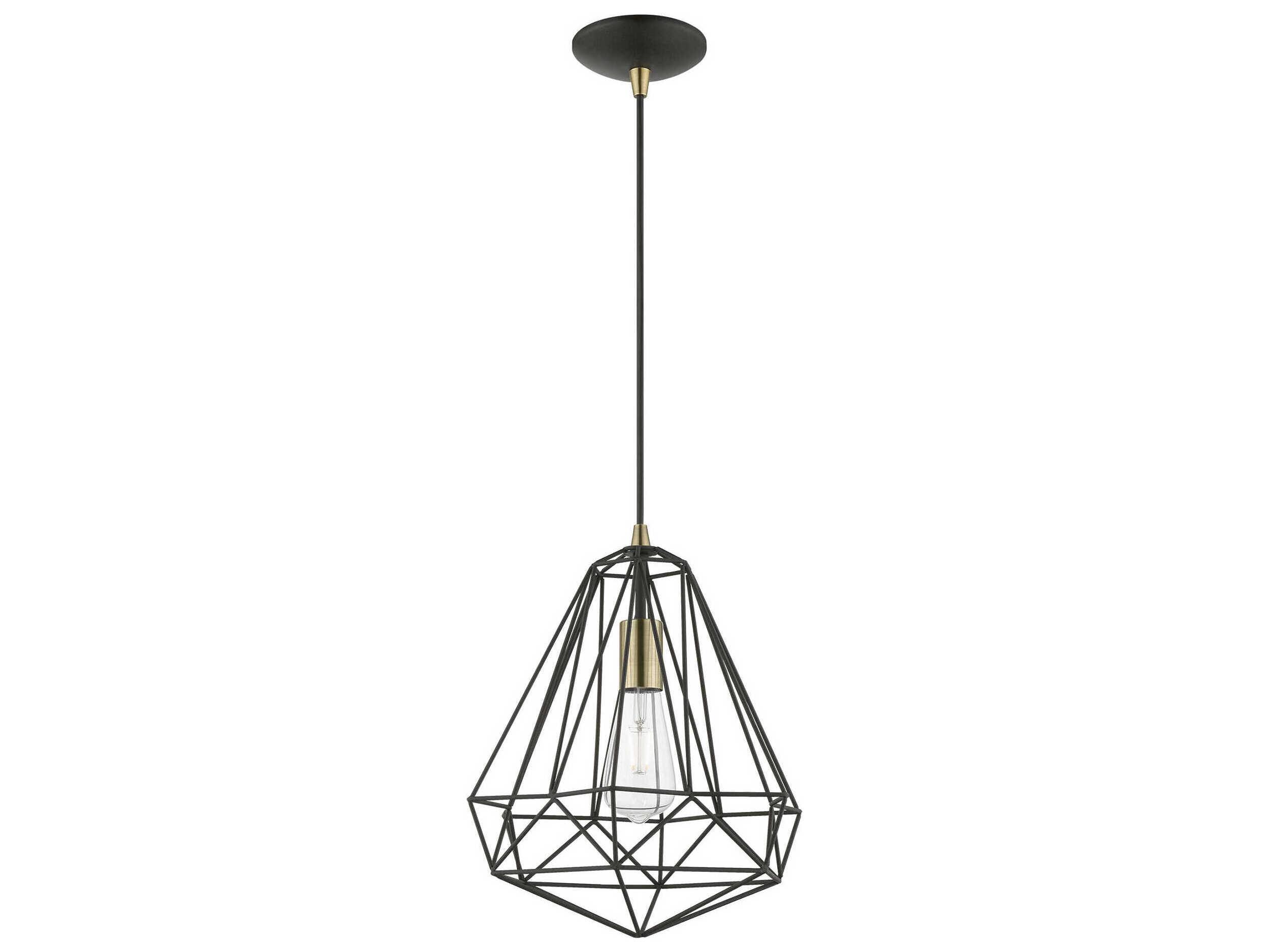 Livex Lighting Knox 1-Light Textured Black Polished Chrome Pendant
