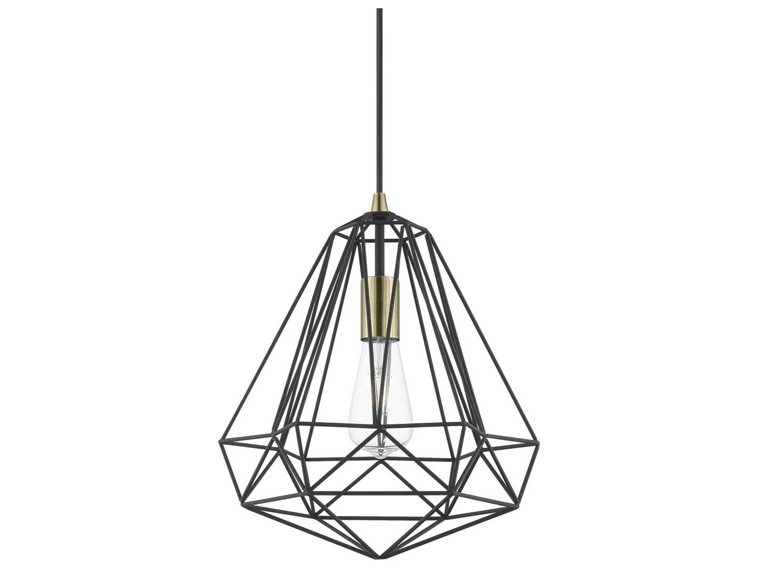 Livex Lighting Knox 1-Light Textured Black Polished Chrome Pendant