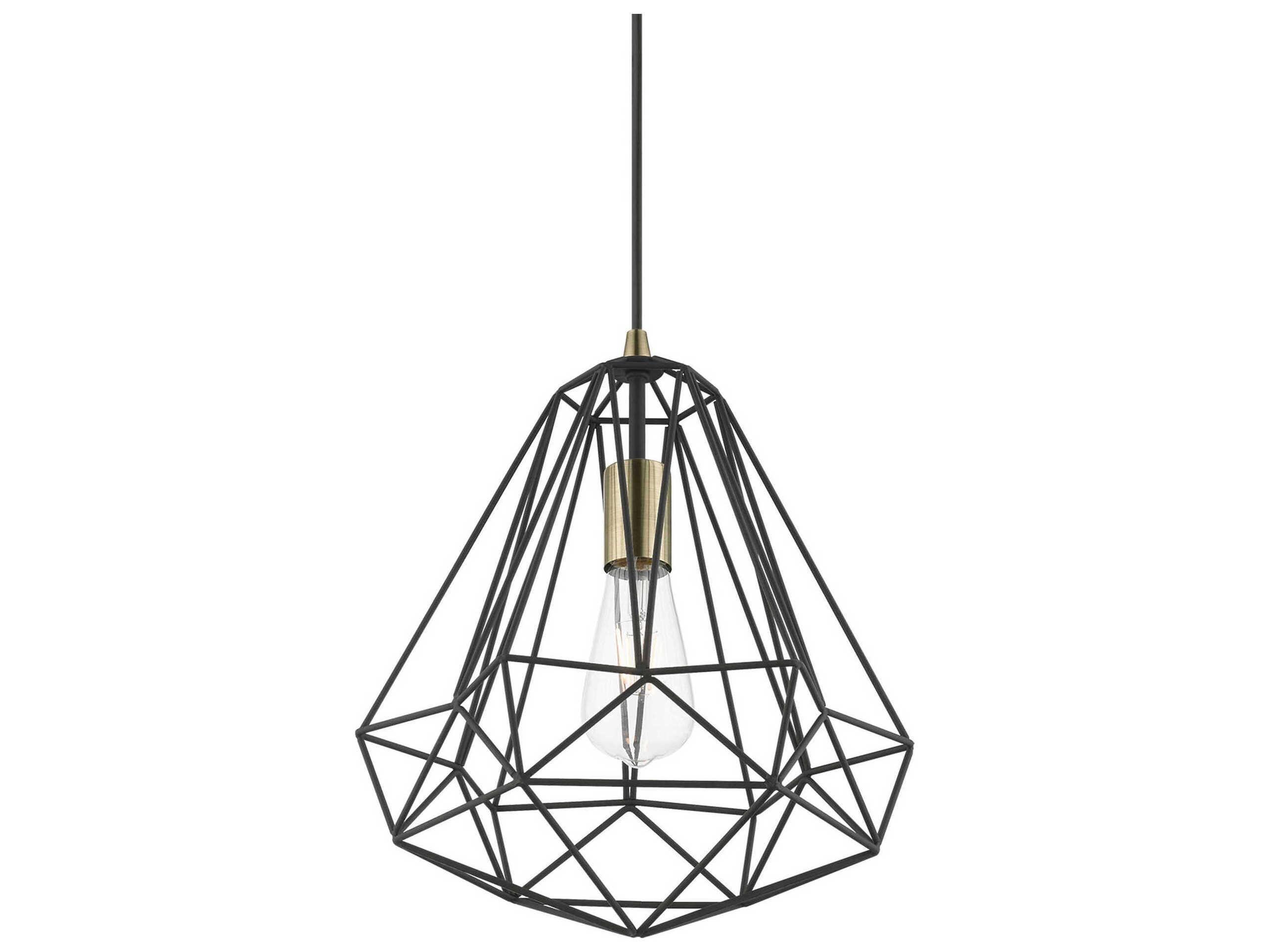 Livex Lighting Knox 1-Light Textured Black Polished Chrome Pendant