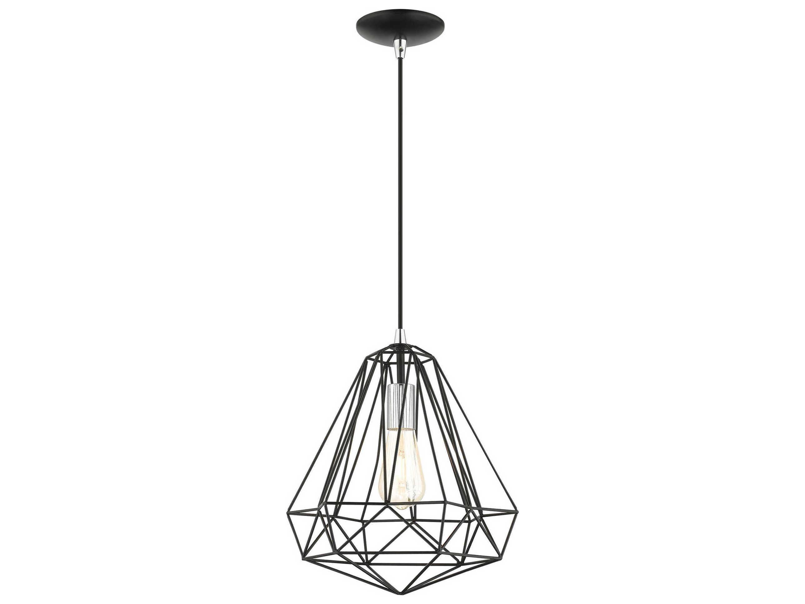 Livex Lighting Geometric 1-Light Shiny Black Pendant