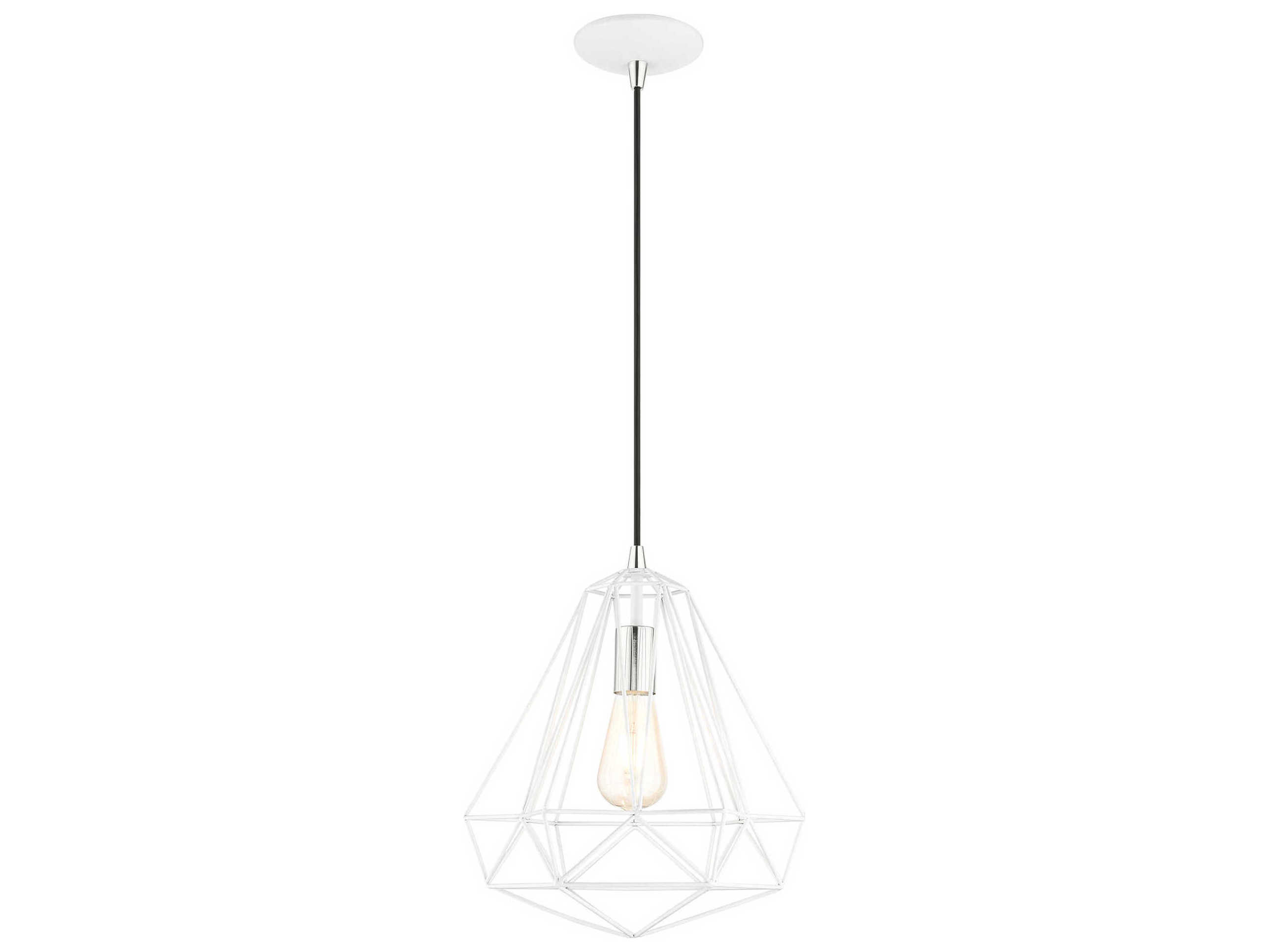 Livex Lighting Geometric 1-Light Shiny White Pendant