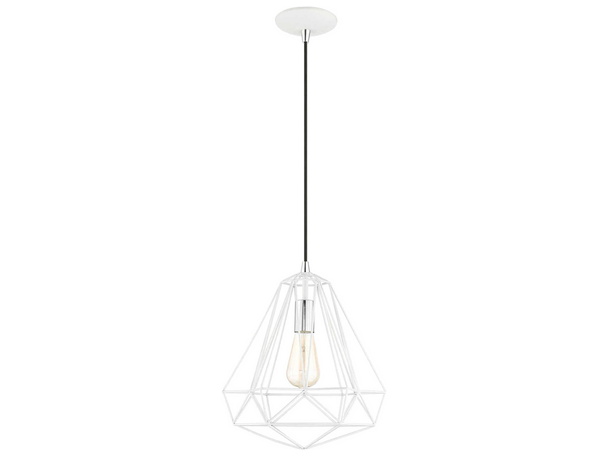 Livex Lighting Geometric 1-Light Shiny White Pendant