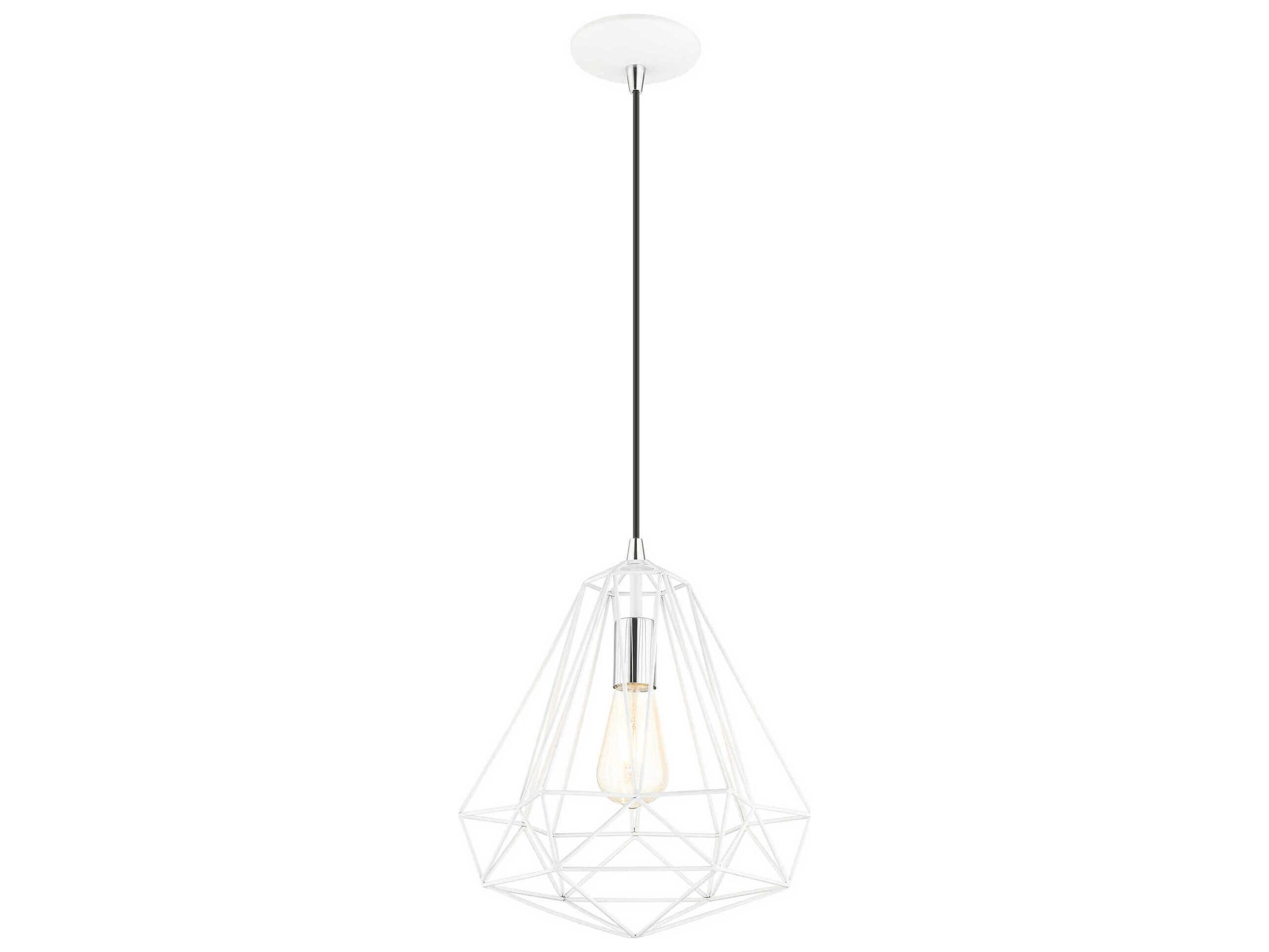Livex Lighting Geometric 1-Light Shiny White Pendant